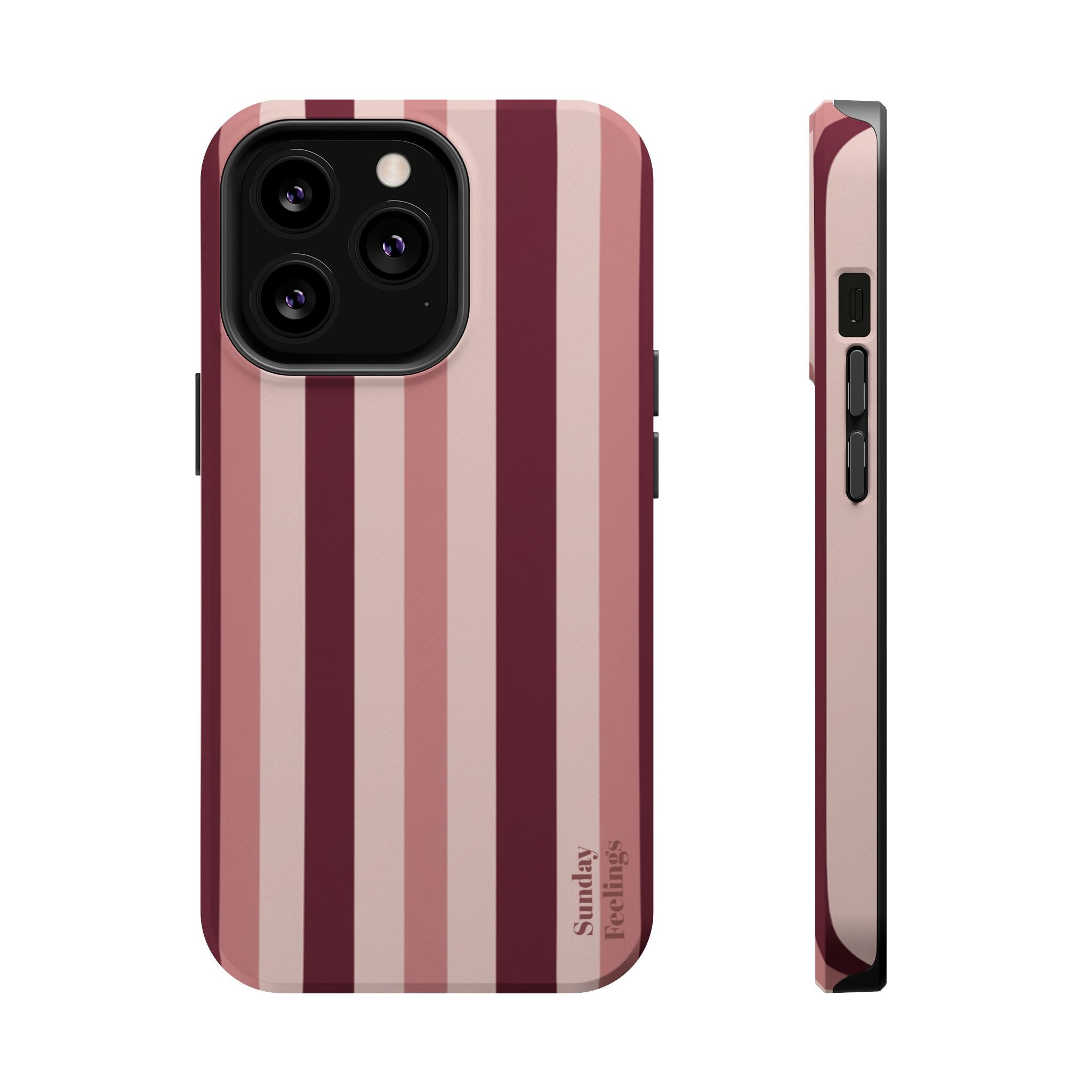 Burgundy Stripe Phone Case | Magnetic Impact-Resistant Case