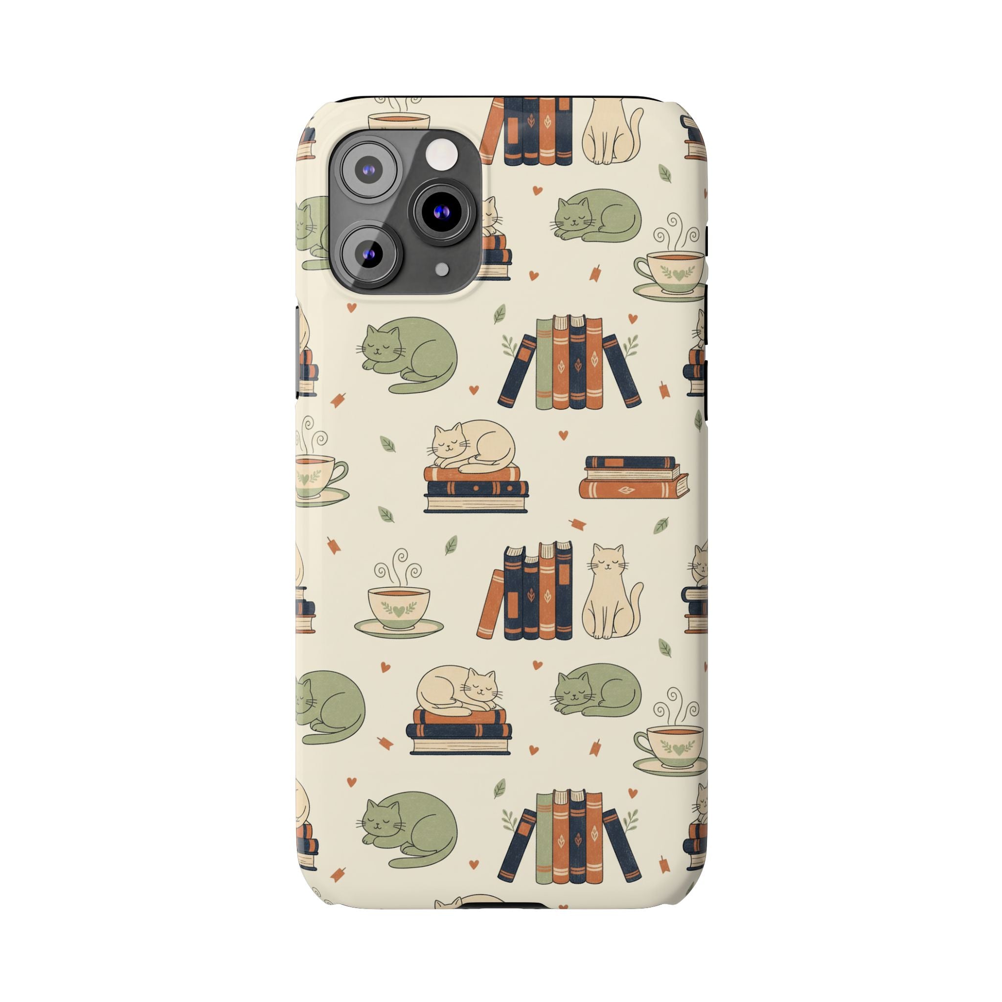 Cozy Cats Phone Case | Books, Tea, Sleeping Kittens