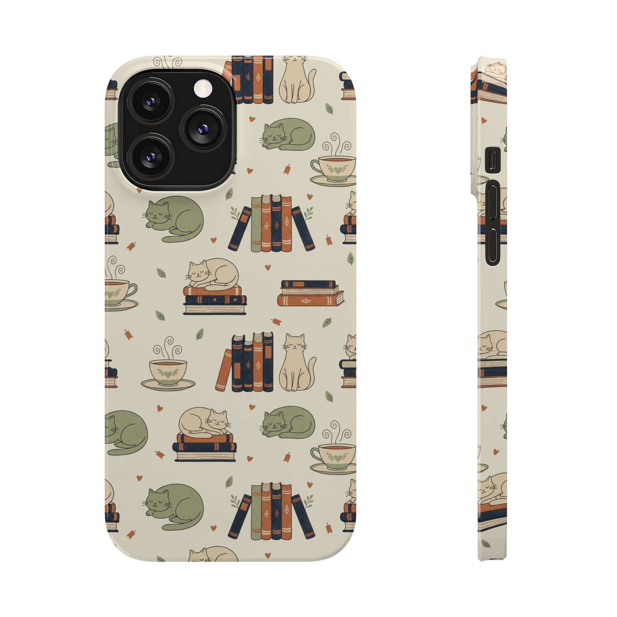Cozy Cats Phone Case | Books, Tea, Sleeping Kittens