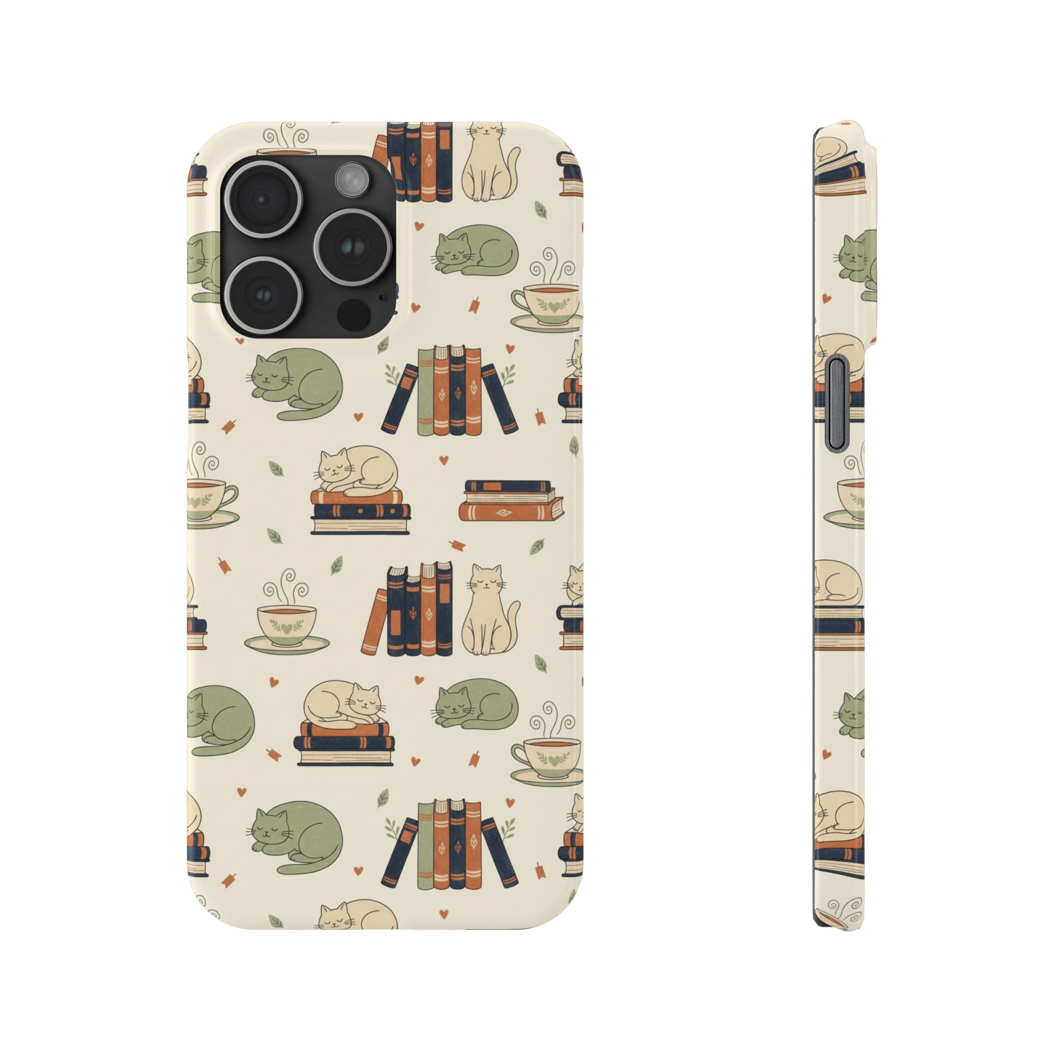 Cozy Cats Phone Case | Books, Tea, Sleeping Kittens