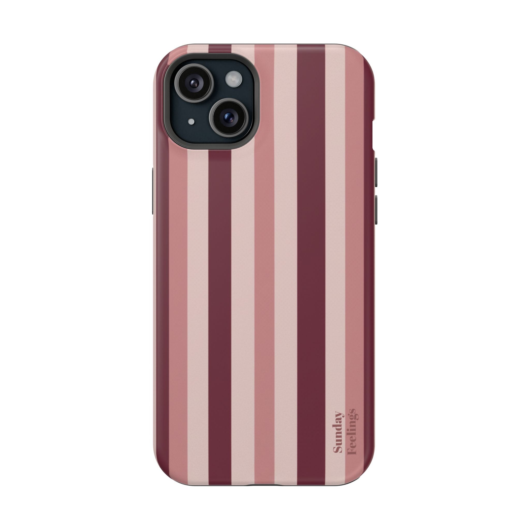 Burgundy Stripe Phone Case | Magnetic Impact-Resistant Case