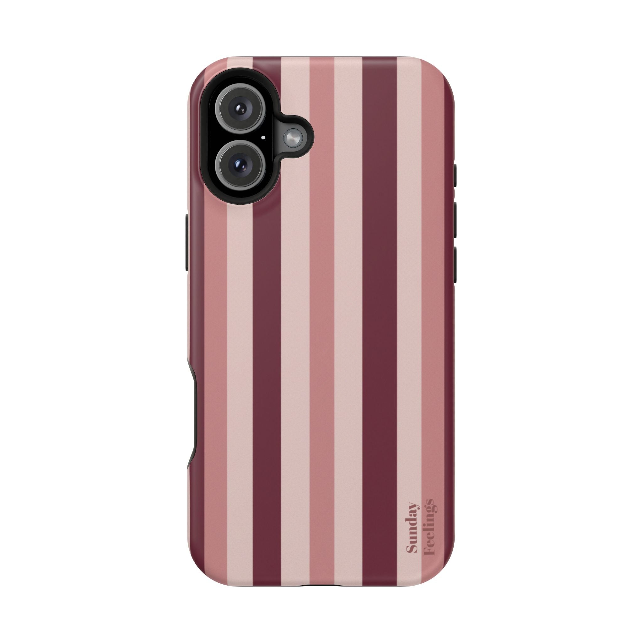 Burgundy Stripe Phone Case | Magnetic Impact-Resistant Case
