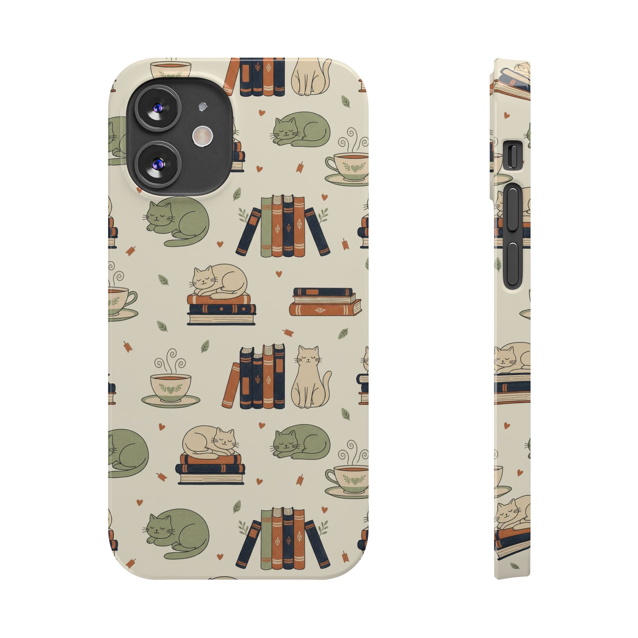 Cozy Cats Phone Case | Books, Tea, Sleeping Kittens