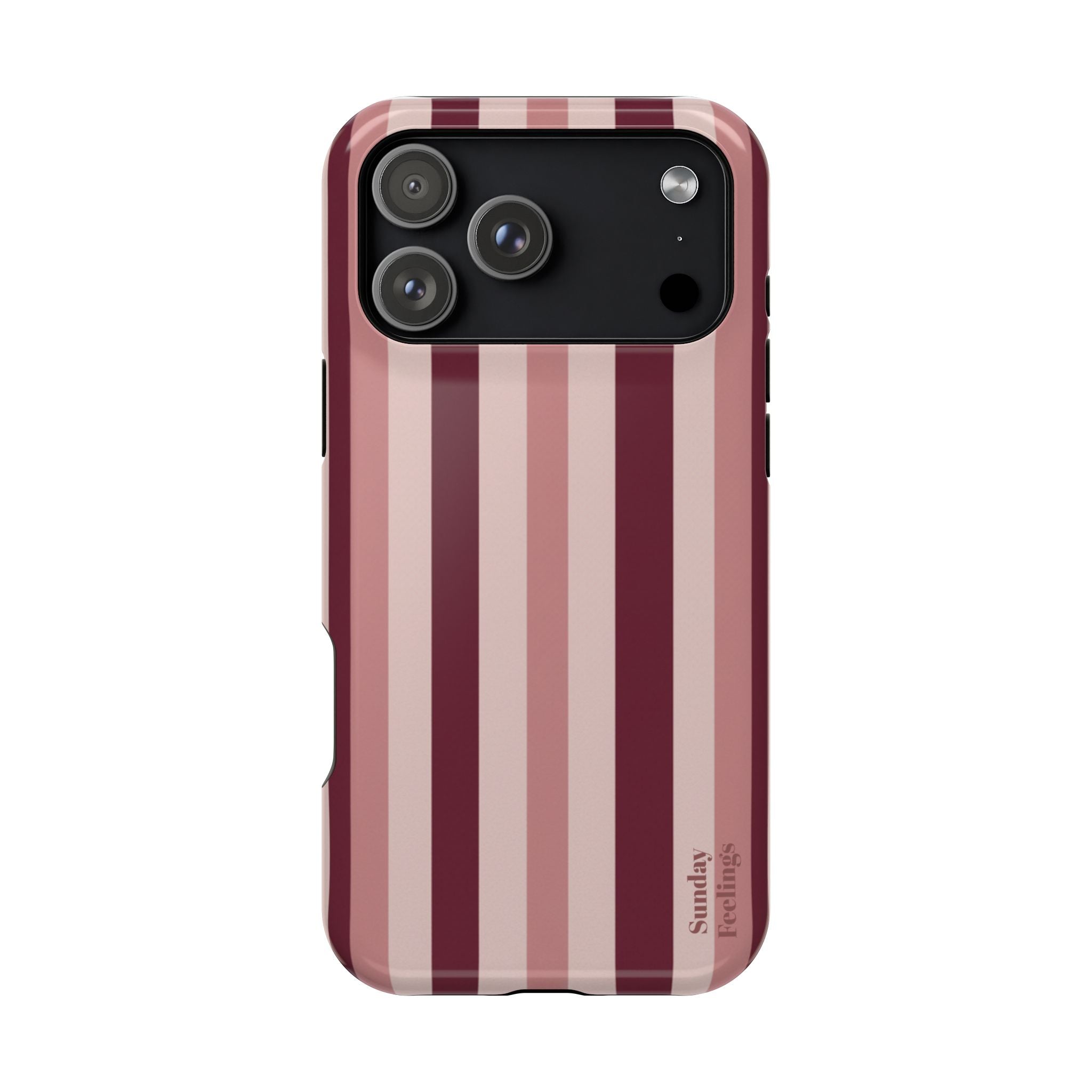 Burgundy Stripe Phone Case | Magnetic Impact-Resistant Case