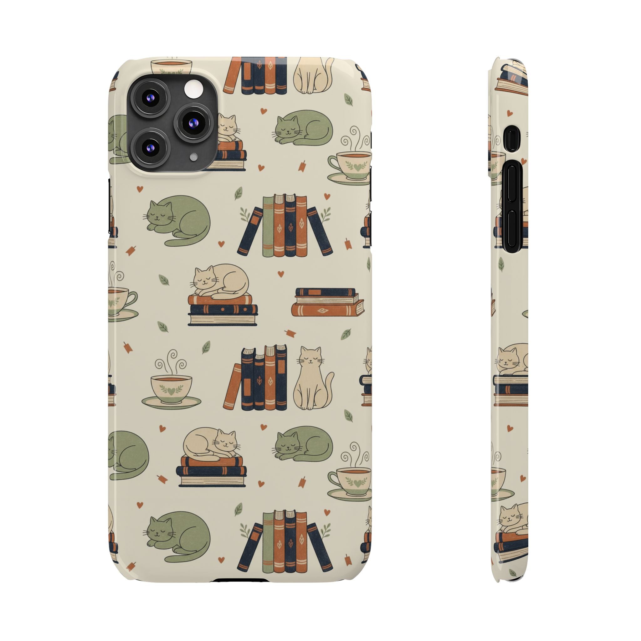 Cozy Cats Phone Case | Books, Tea, Sleeping Kittens