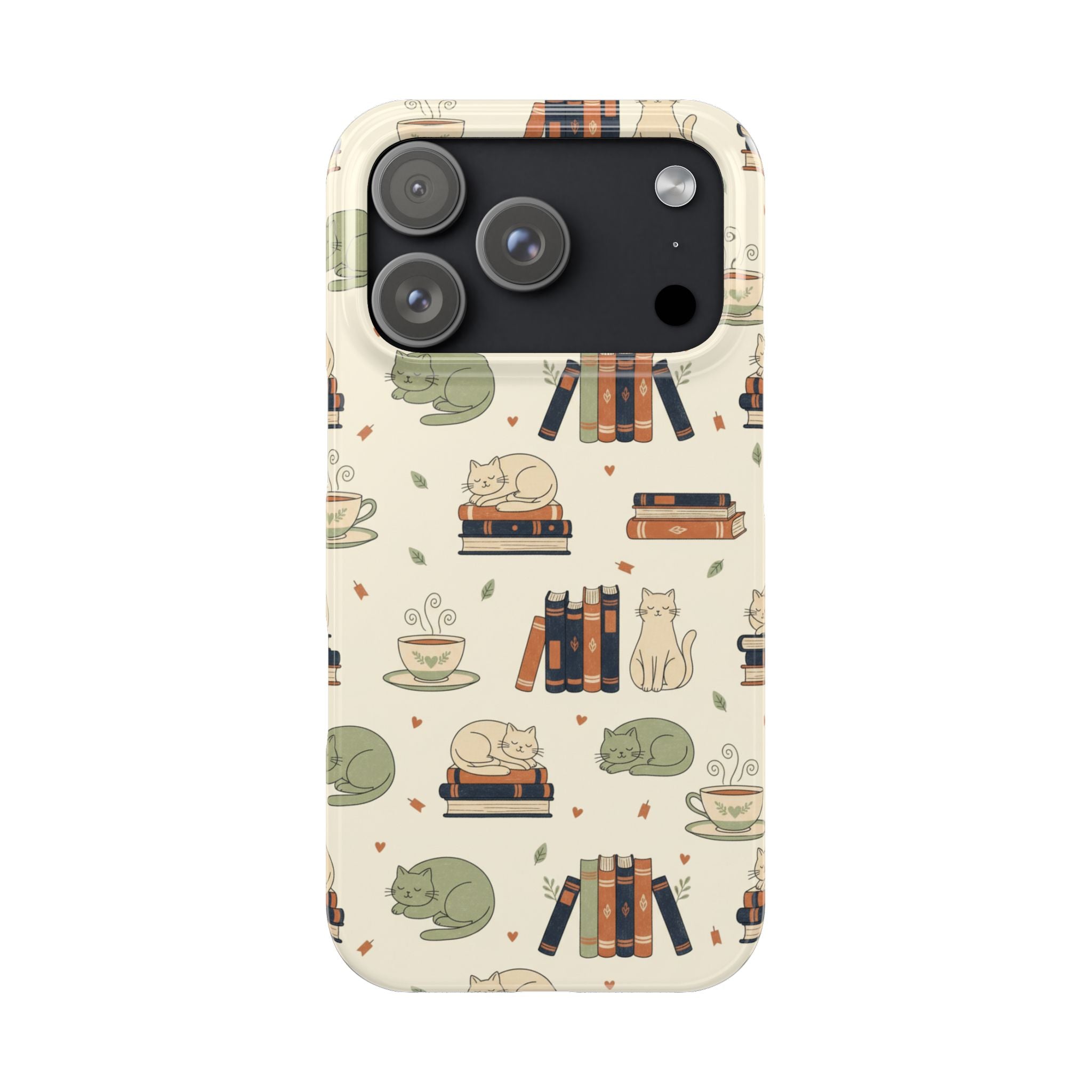 Cozy Cats Phone Case | Books, Tea, Sleeping Kittens