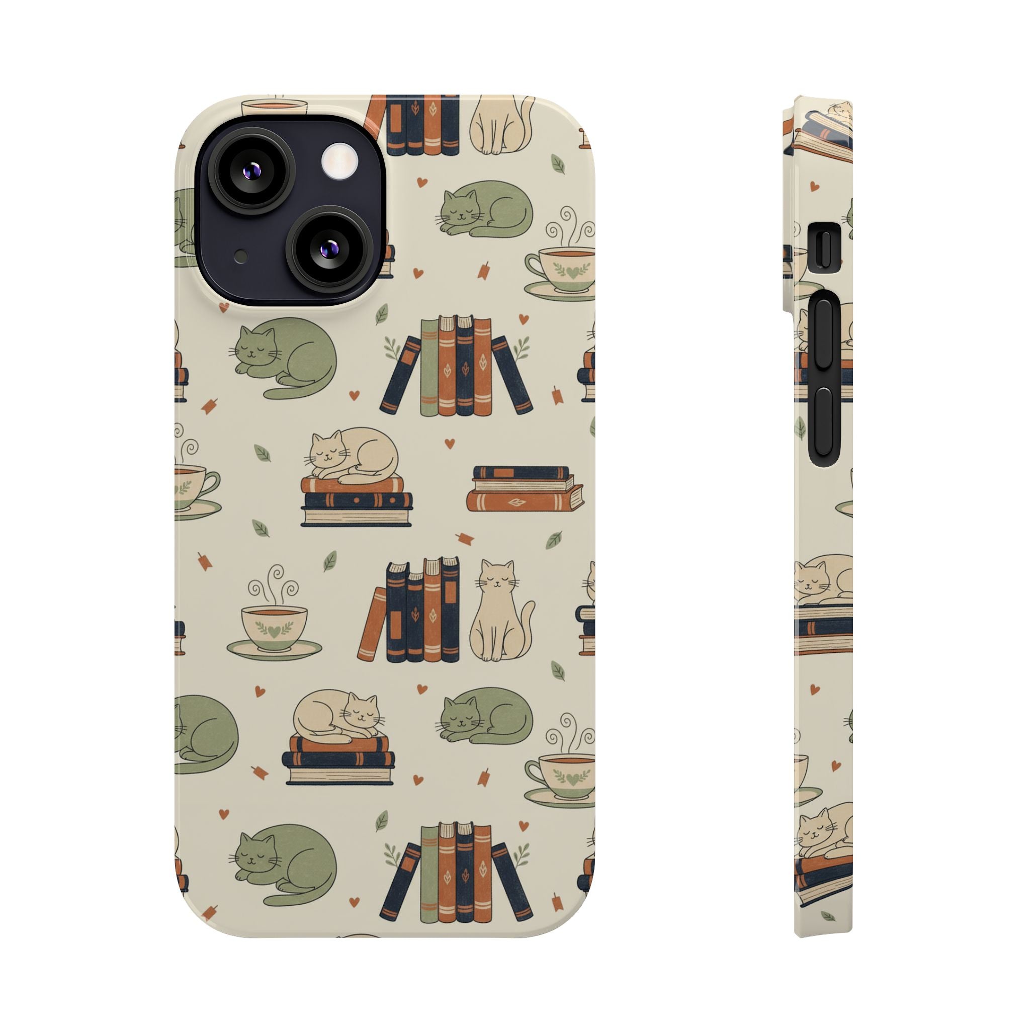 Cozy Cats Phone Case | Books, Tea, Sleeping Kittens