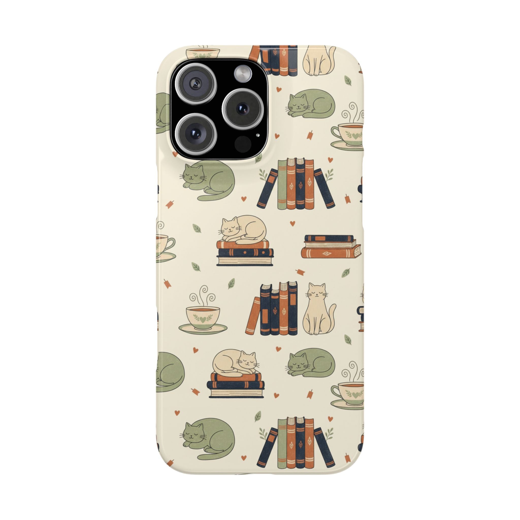 Cozy Cats Phone Case | Books, Tea, Sleeping Kittens