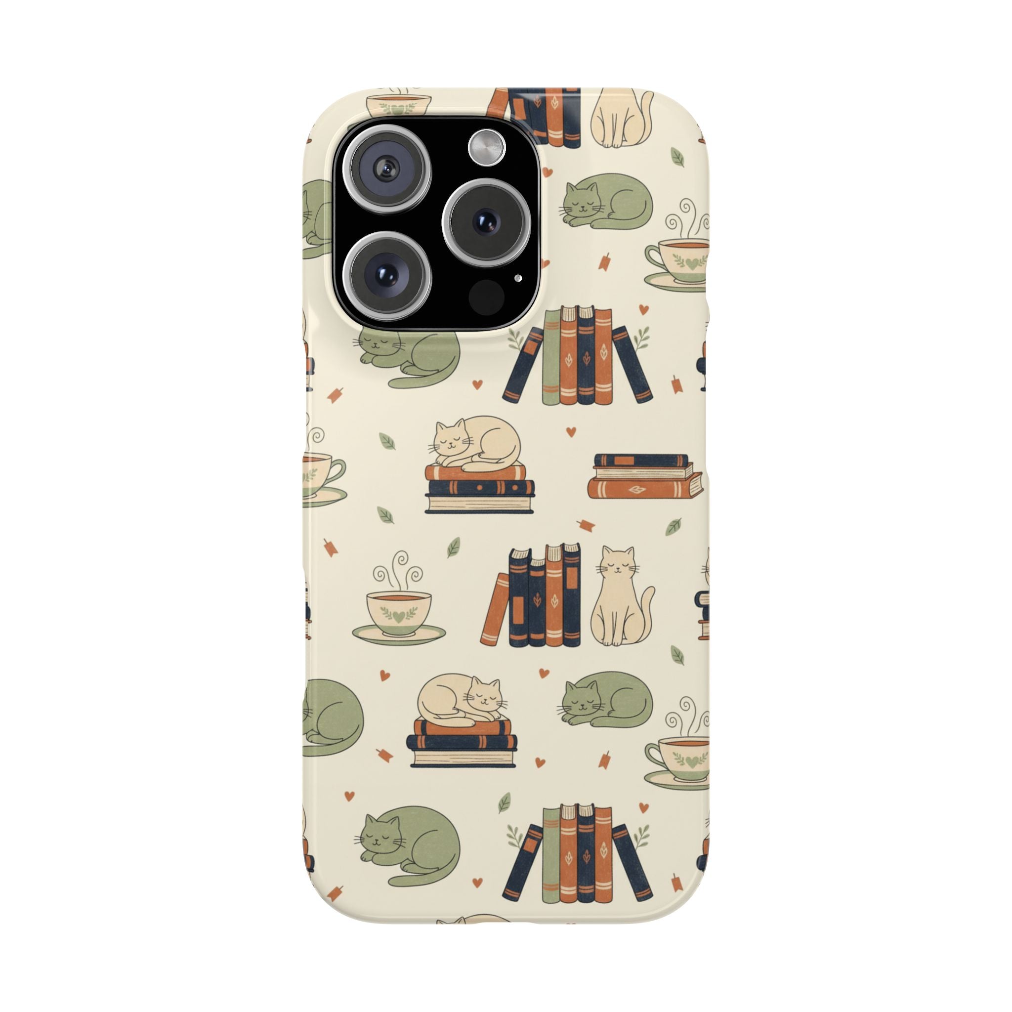 Cozy Cats Phone Case | Books, Tea, Sleeping Kittens