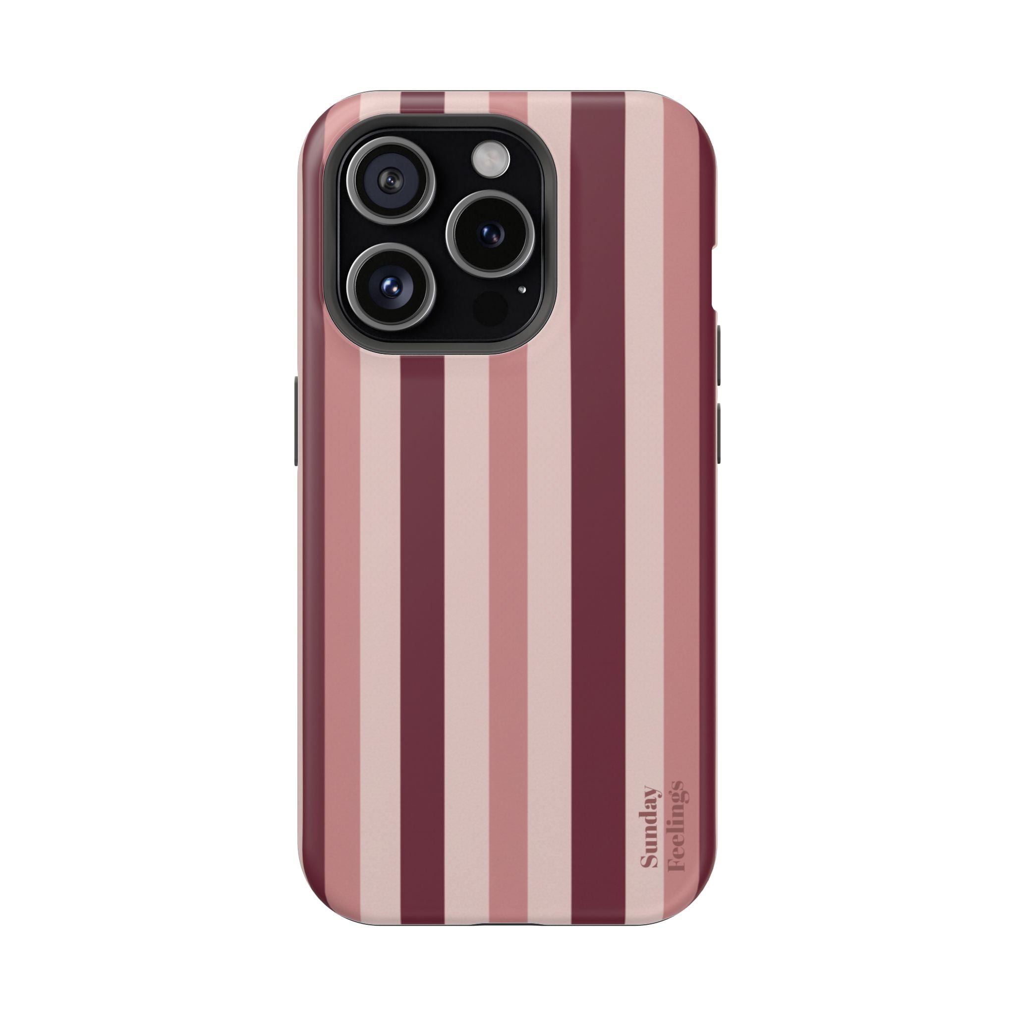 Burgundy Stripe Phone Case | Magnetic Impact-Resistant Case