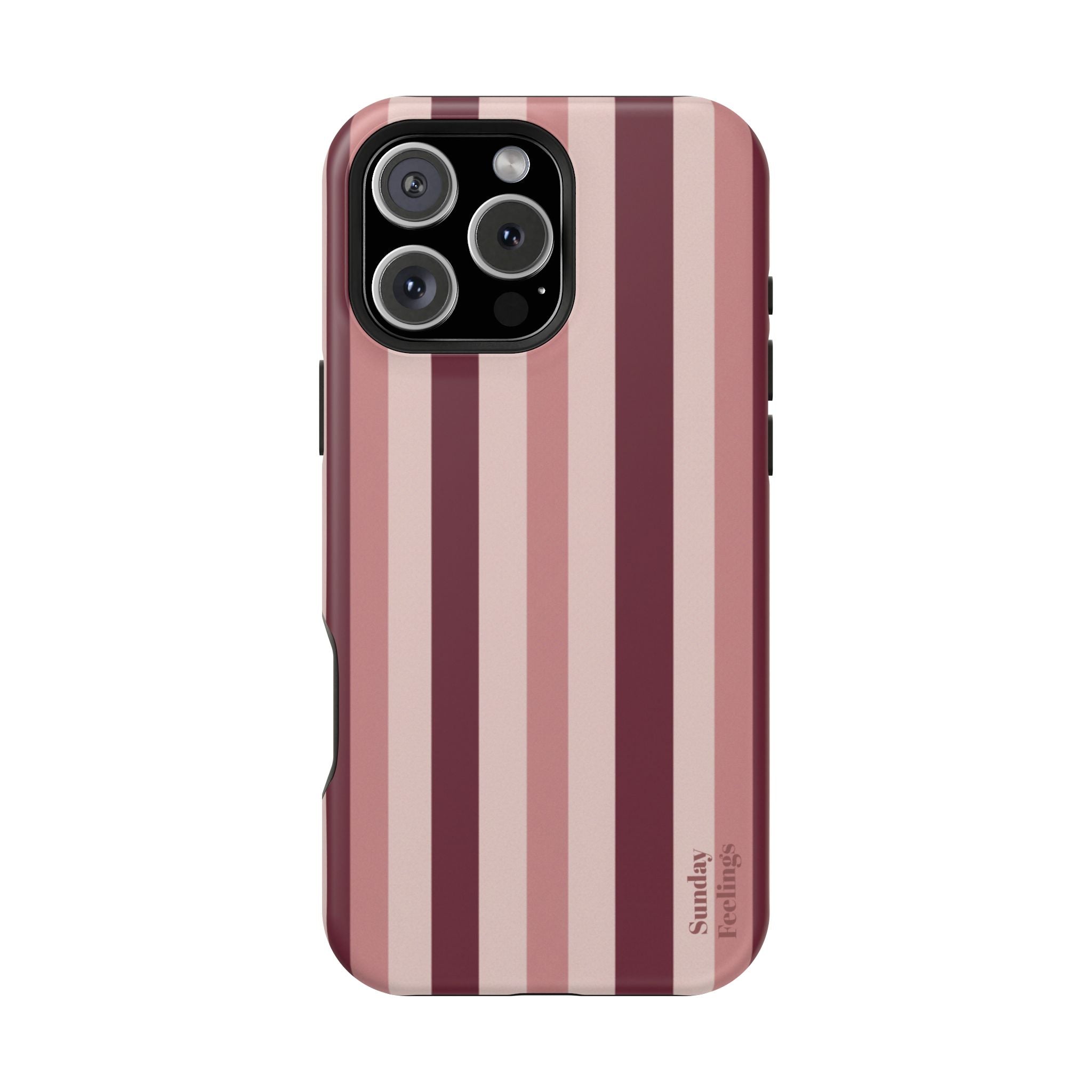 Burgundy Stripe Phone Case | Magnetic Impact-Resistant Case