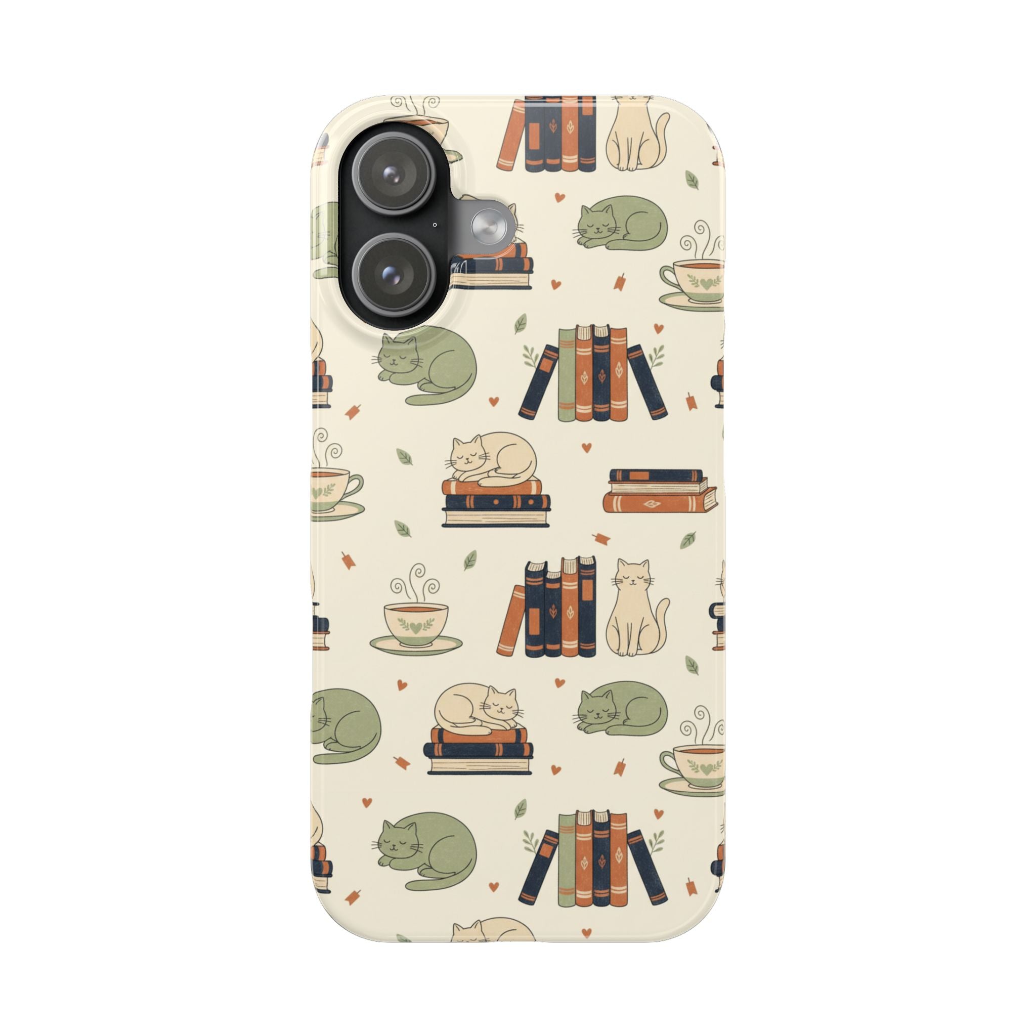Cozy Cats Phone Case | Books, Tea, Sleeping Kittens