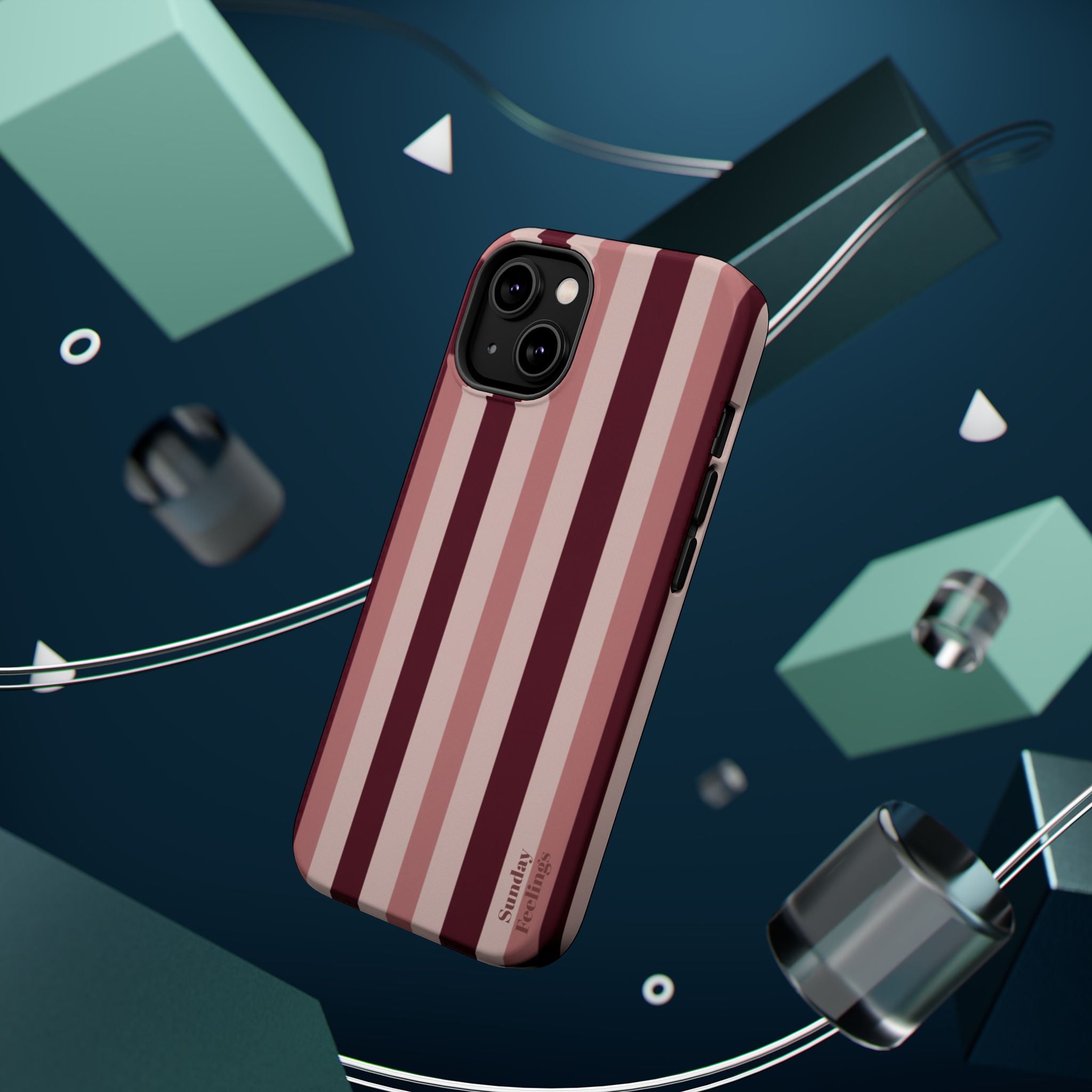 Burgundy Stripe Phone Case | Magnetic Impact-Resistant Case