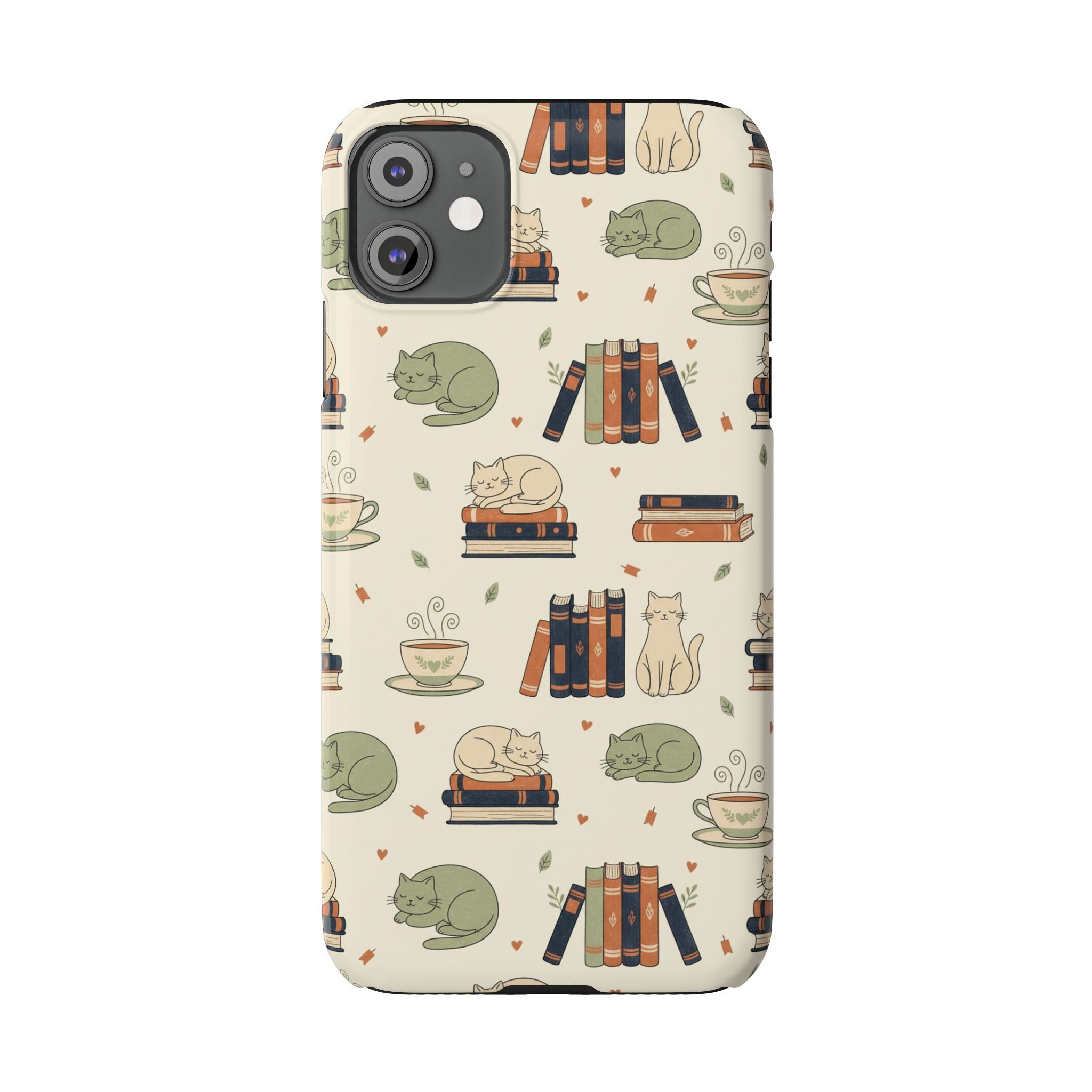 Cozy Cats Phone Case | Books, Tea, Sleeping Kittens