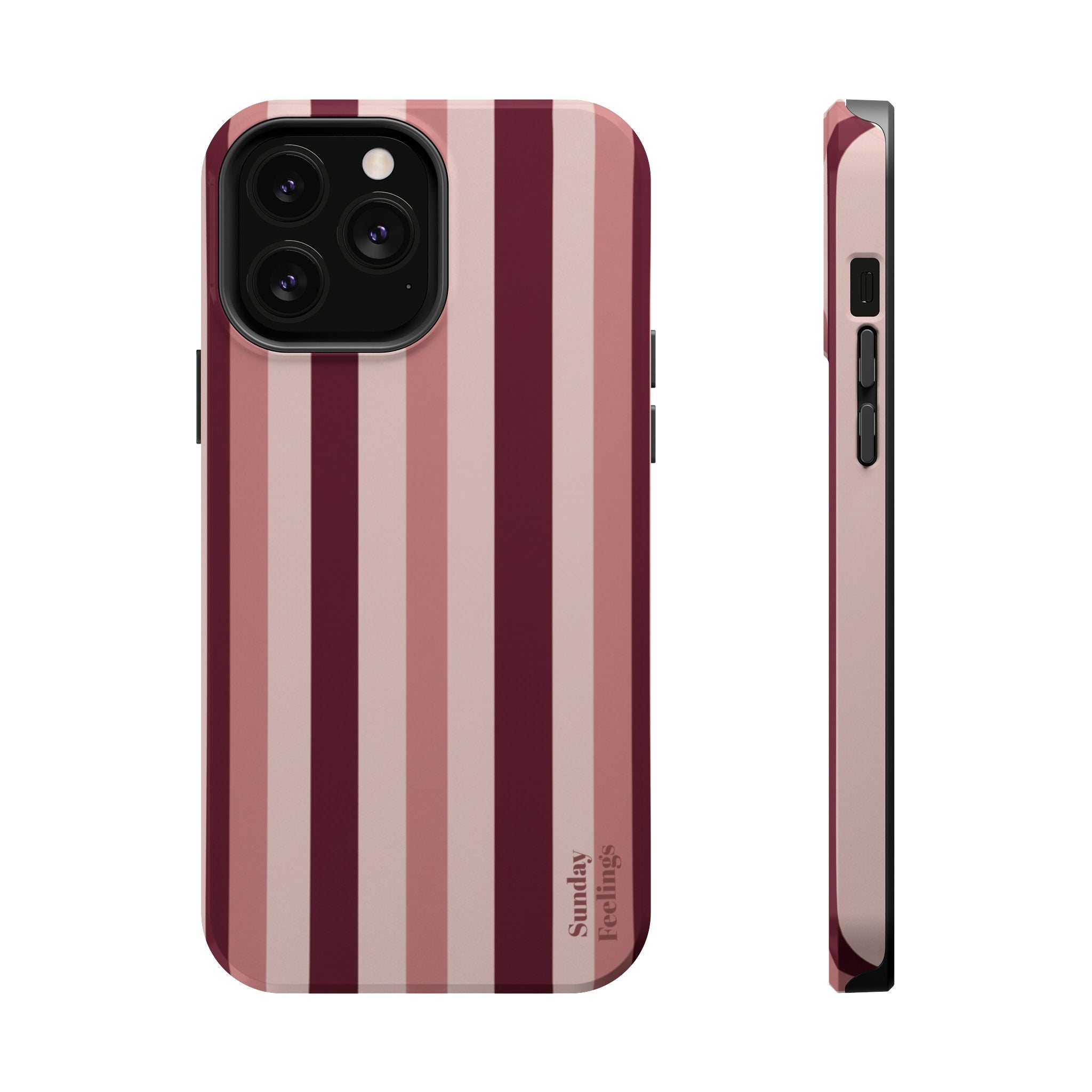Burgundy Stripe Phone Case | Magnetic Impact-Resistant Case