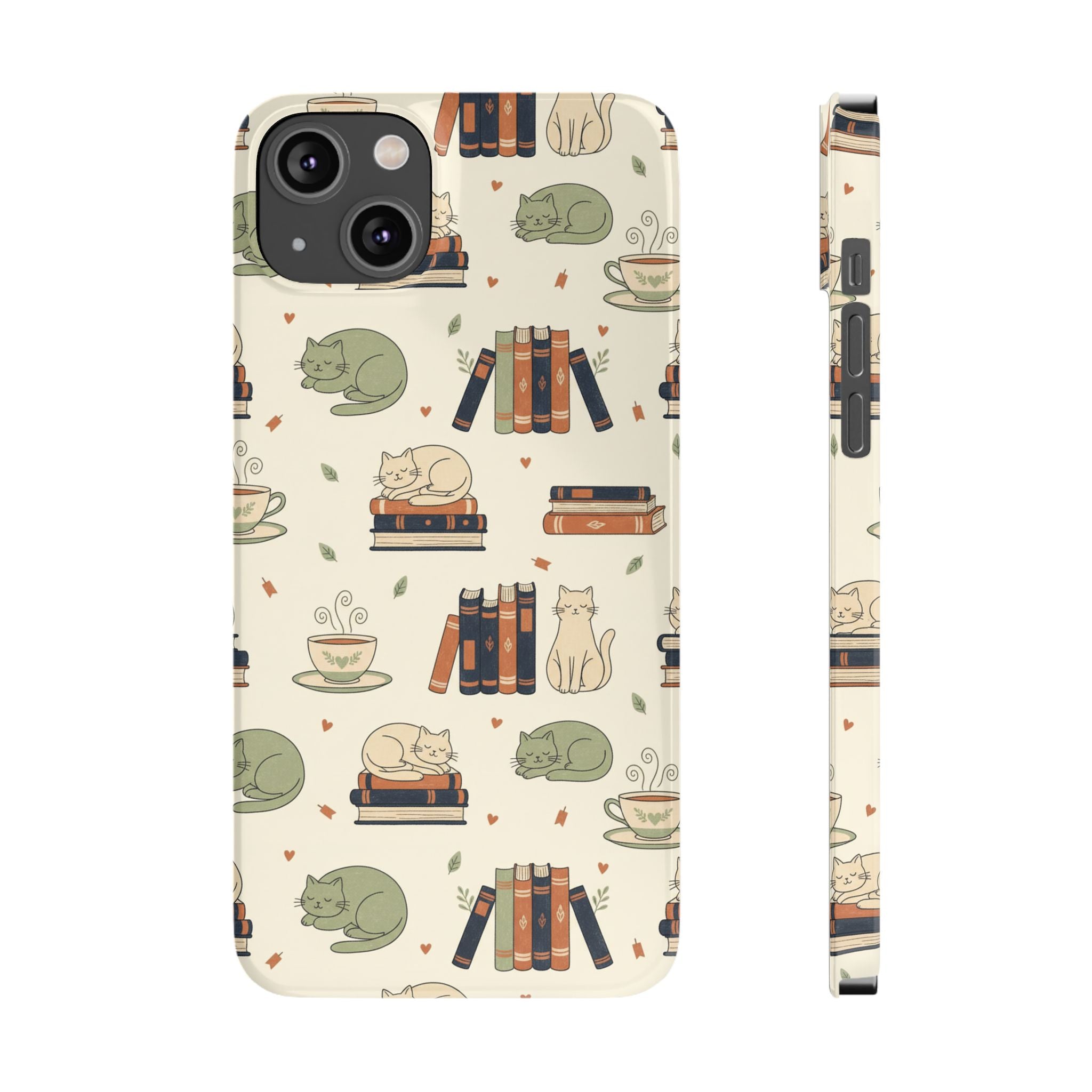Cozy Cats Phone Case | Books, Tea, Sleeping Kittens