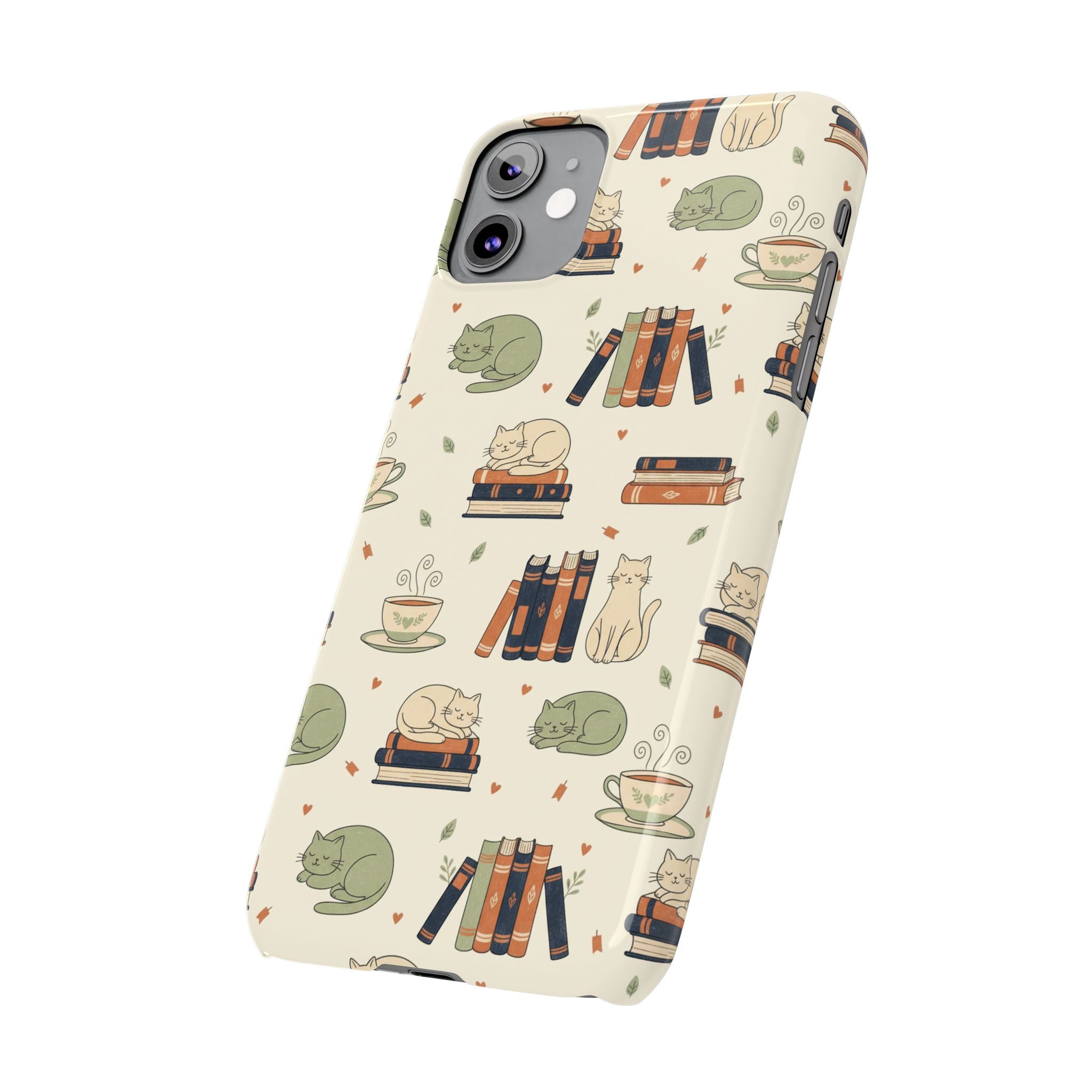 Cozy Cats Phone Case | Books, Tea, Sleeping Kittens
