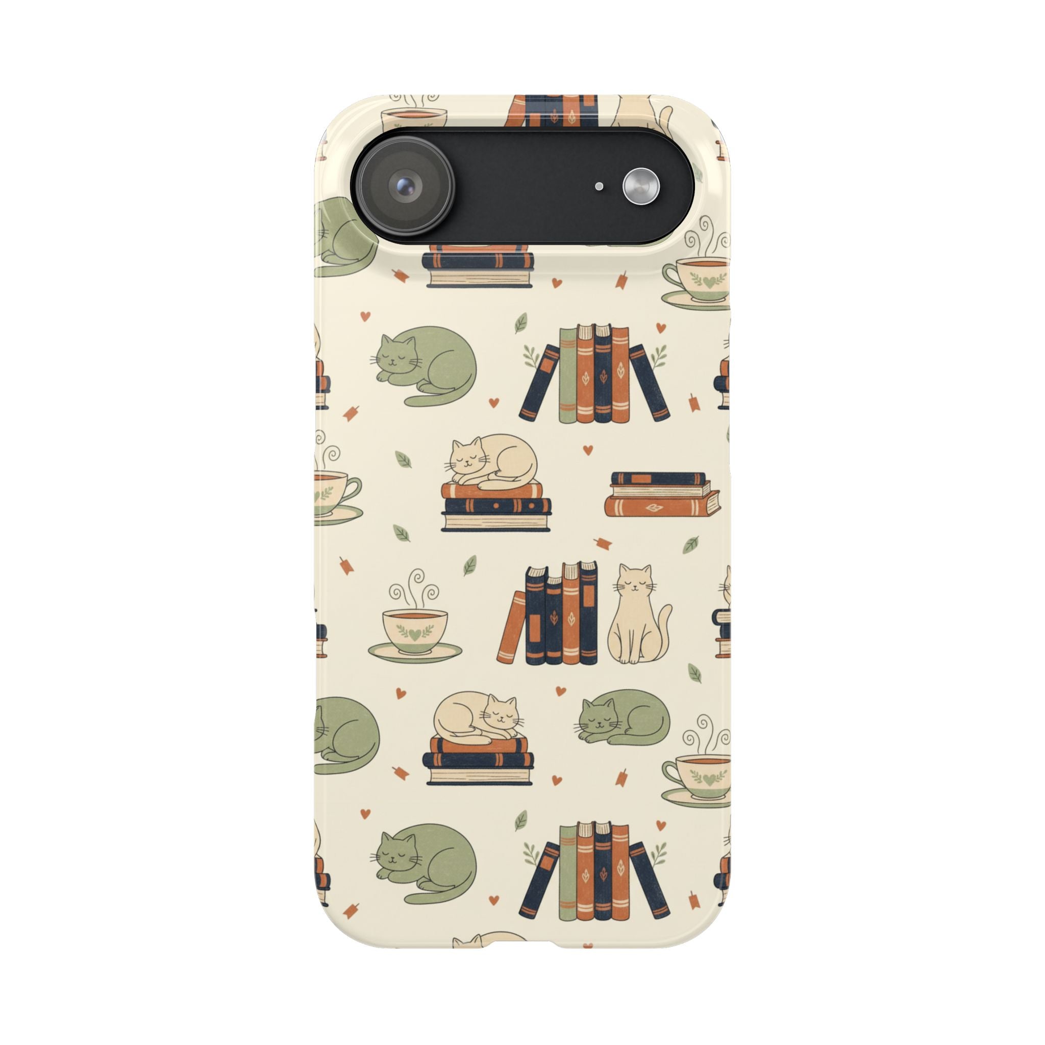 Cozy Cats Phone Case | Books, Tea, Sleeping Kittens
