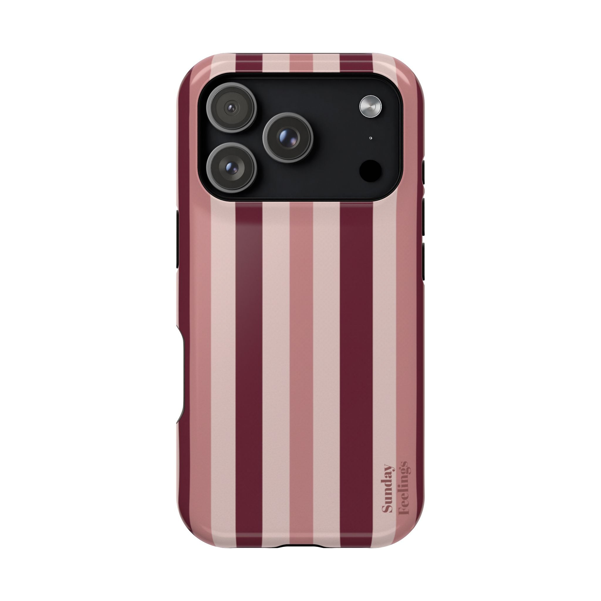 Burgundy Stripe Phone Case | Magnetic Impact-Resistant Case