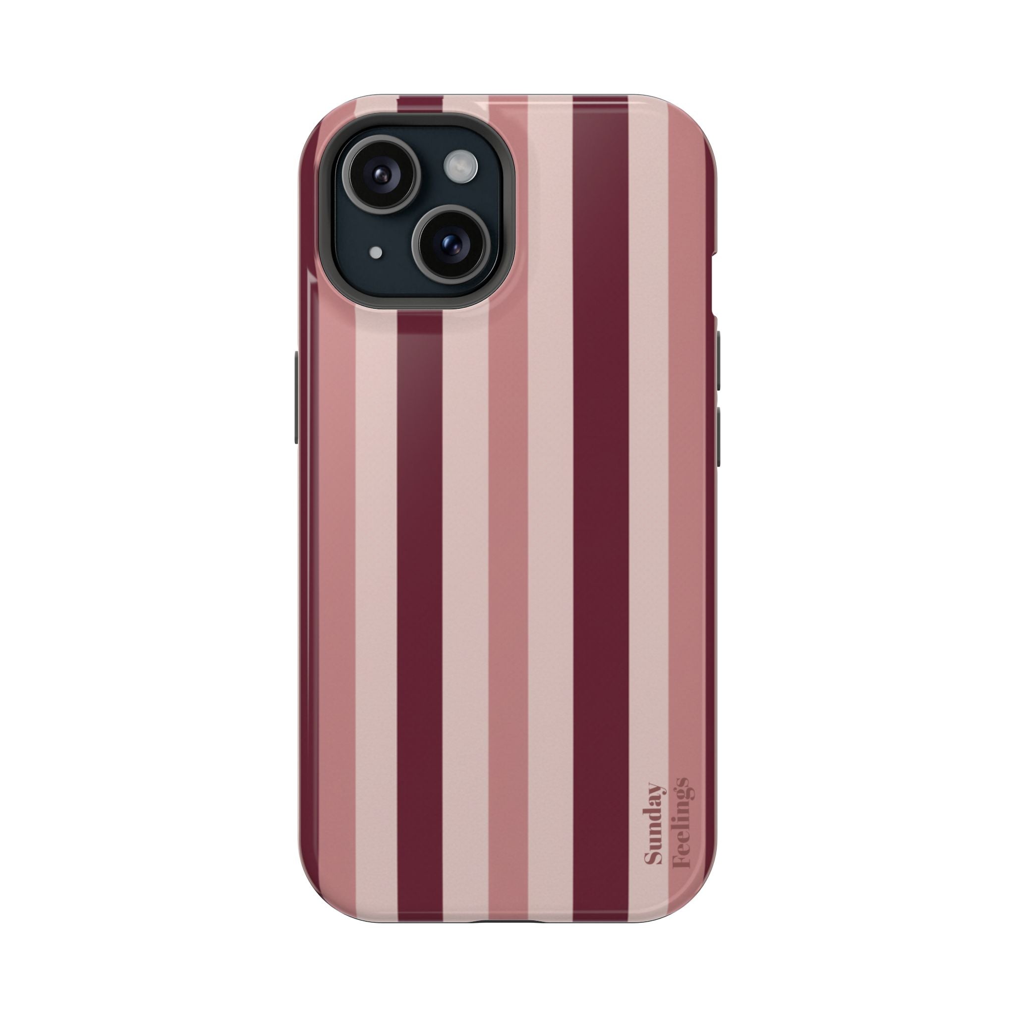 Burgundy Stripe Phone Case | Magnetic Impact-Resistant Case