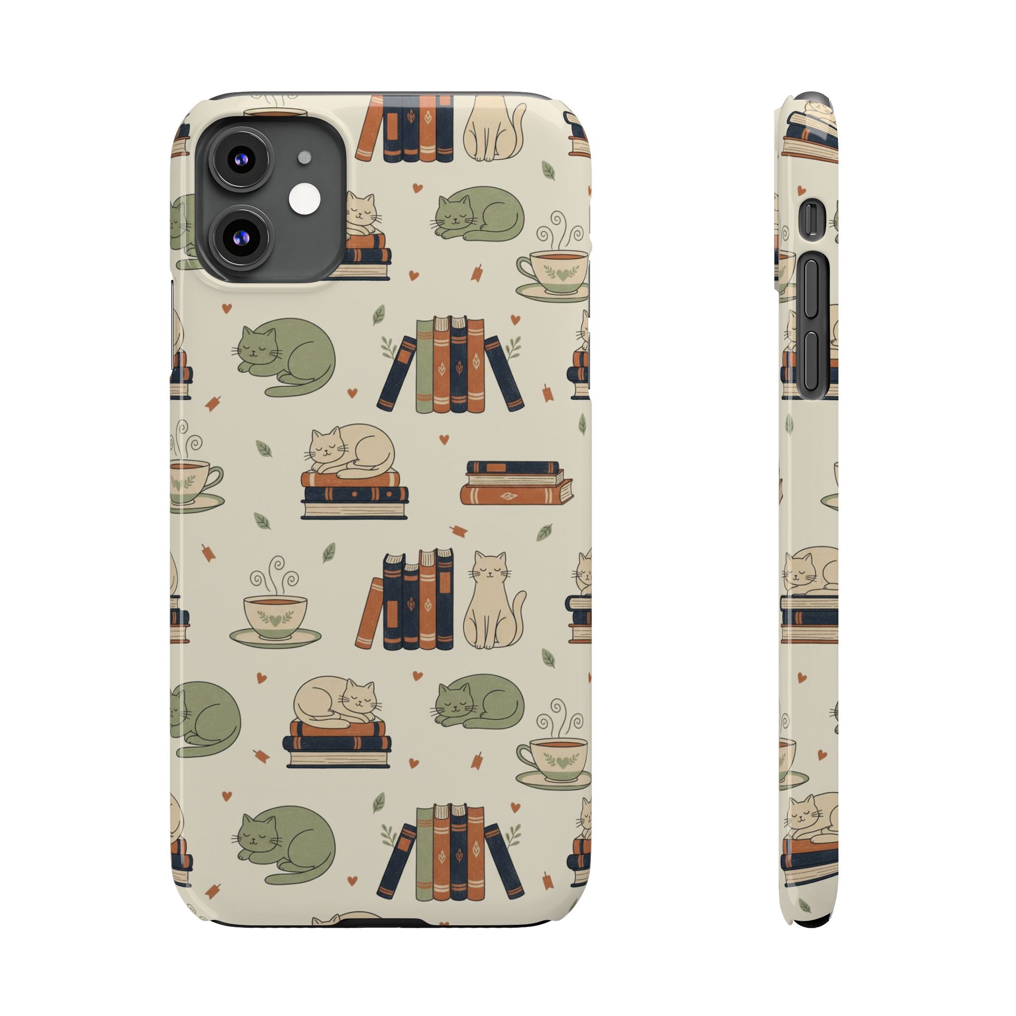 Cozy Cats Phone Case | Books, Tea, Sleeping Kittens