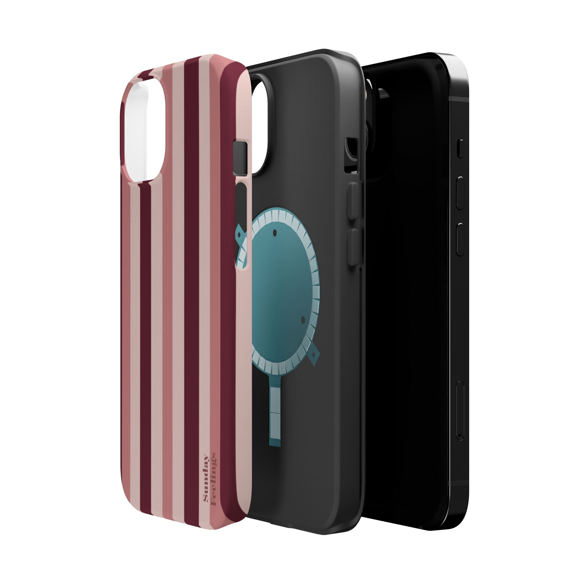 Burgundy Stripe Phone Case | Magnetic Impact-Resistant Case