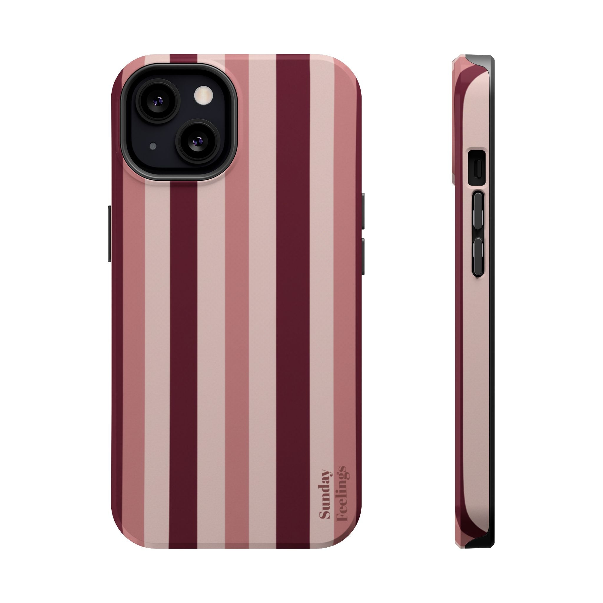 Burgundy Stripe Phone Case | Magnetic Impact-Resistant Case