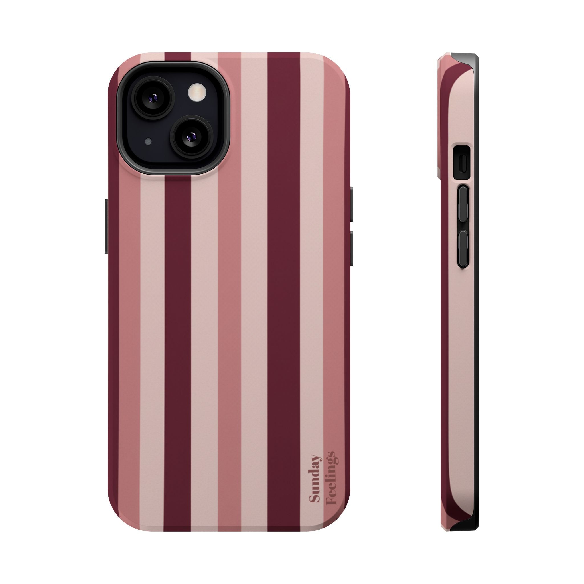 Burgundy Stripe Phone Case | Magnetic Impact-Resistant Case