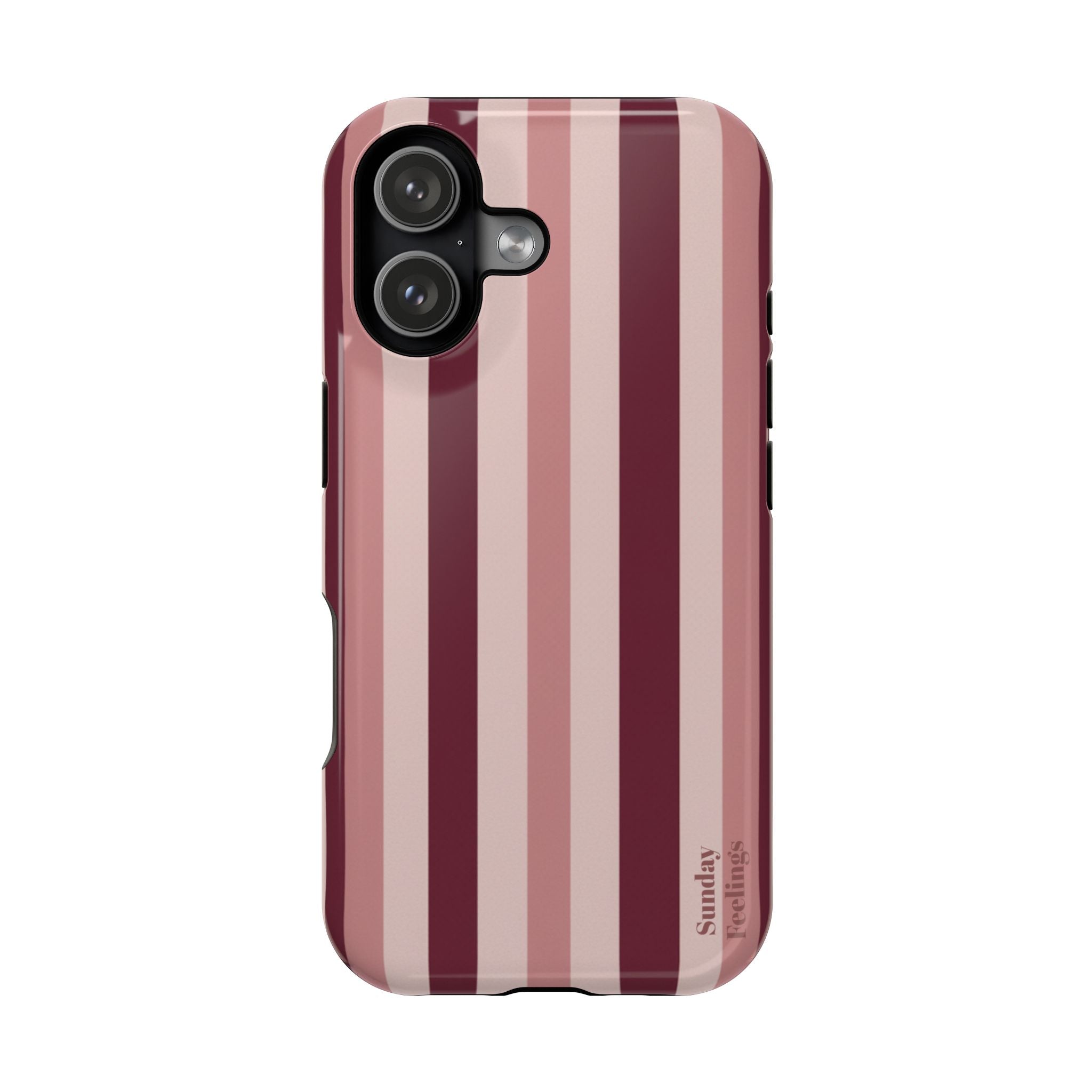 Burgundy Stripe Phone Case | Magnetic Impact-Resistant Case