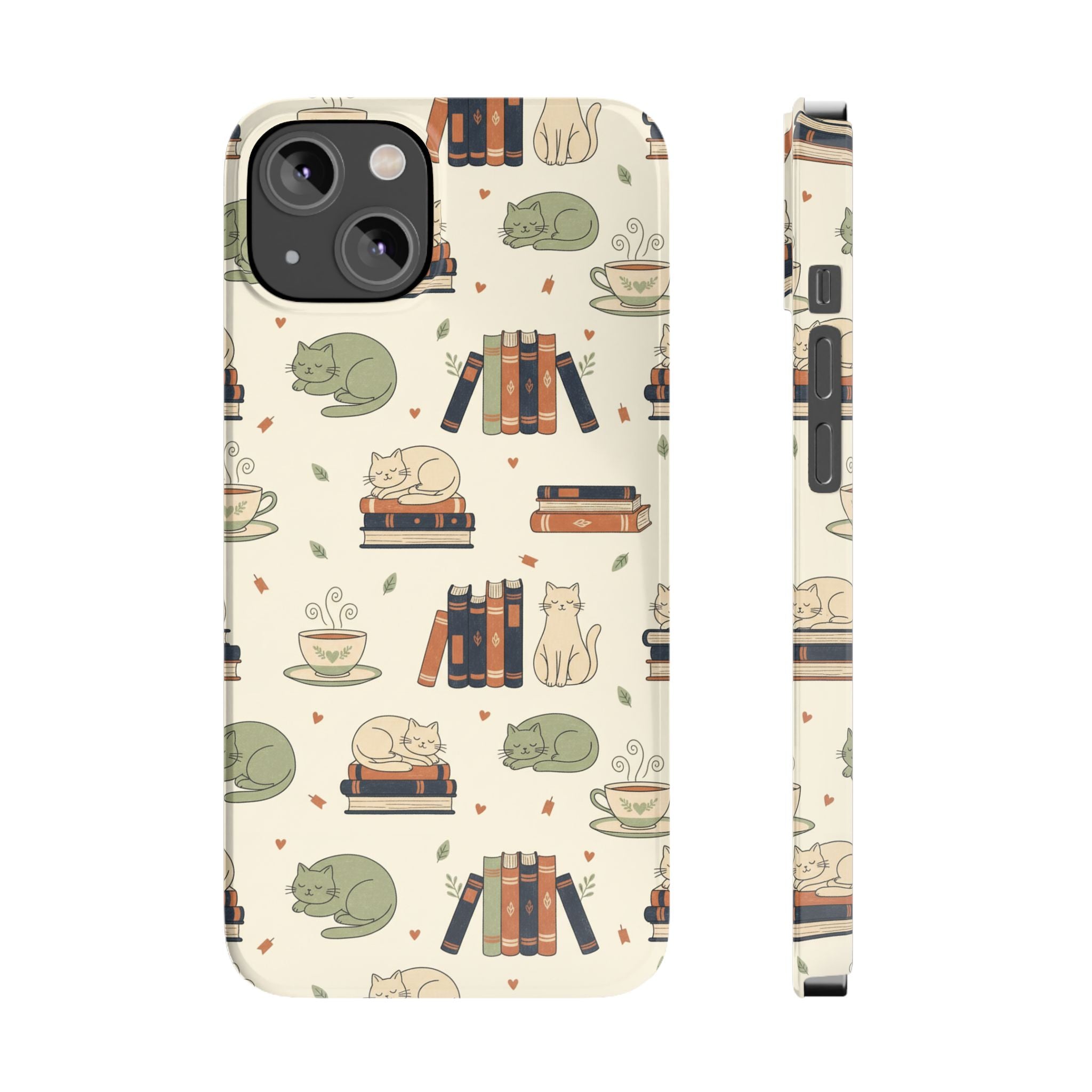 Cozy Cats Phone Case | Books, Tea, Sleeping Kittens