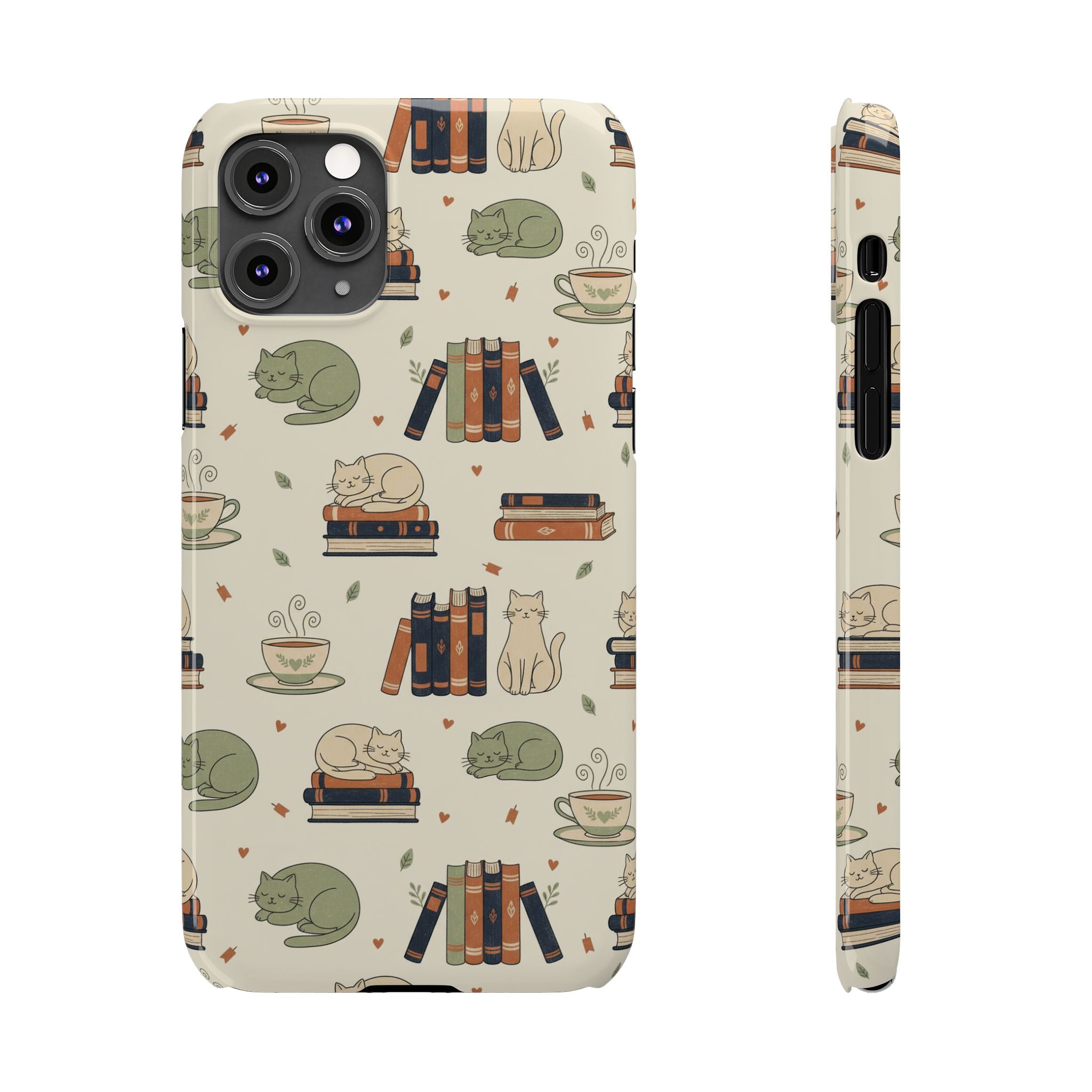 Cozy Cats Phone Case | Books, Tea, Sleeping Kittens