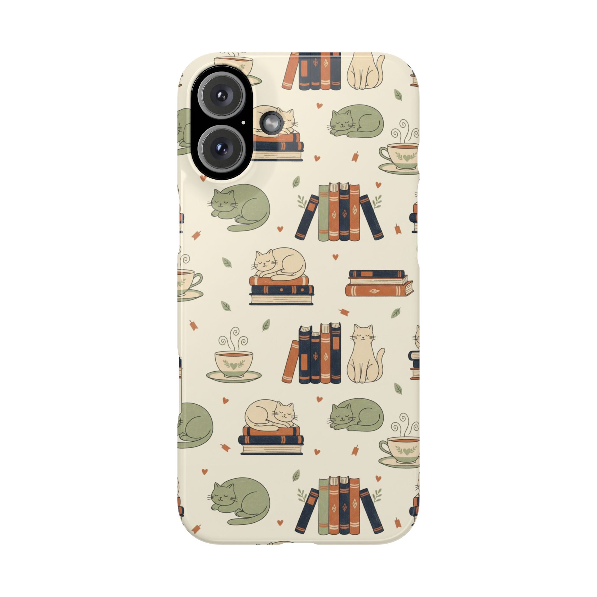 Cozy Cats Phone Case | Books, Tea, Sleeping Kittens