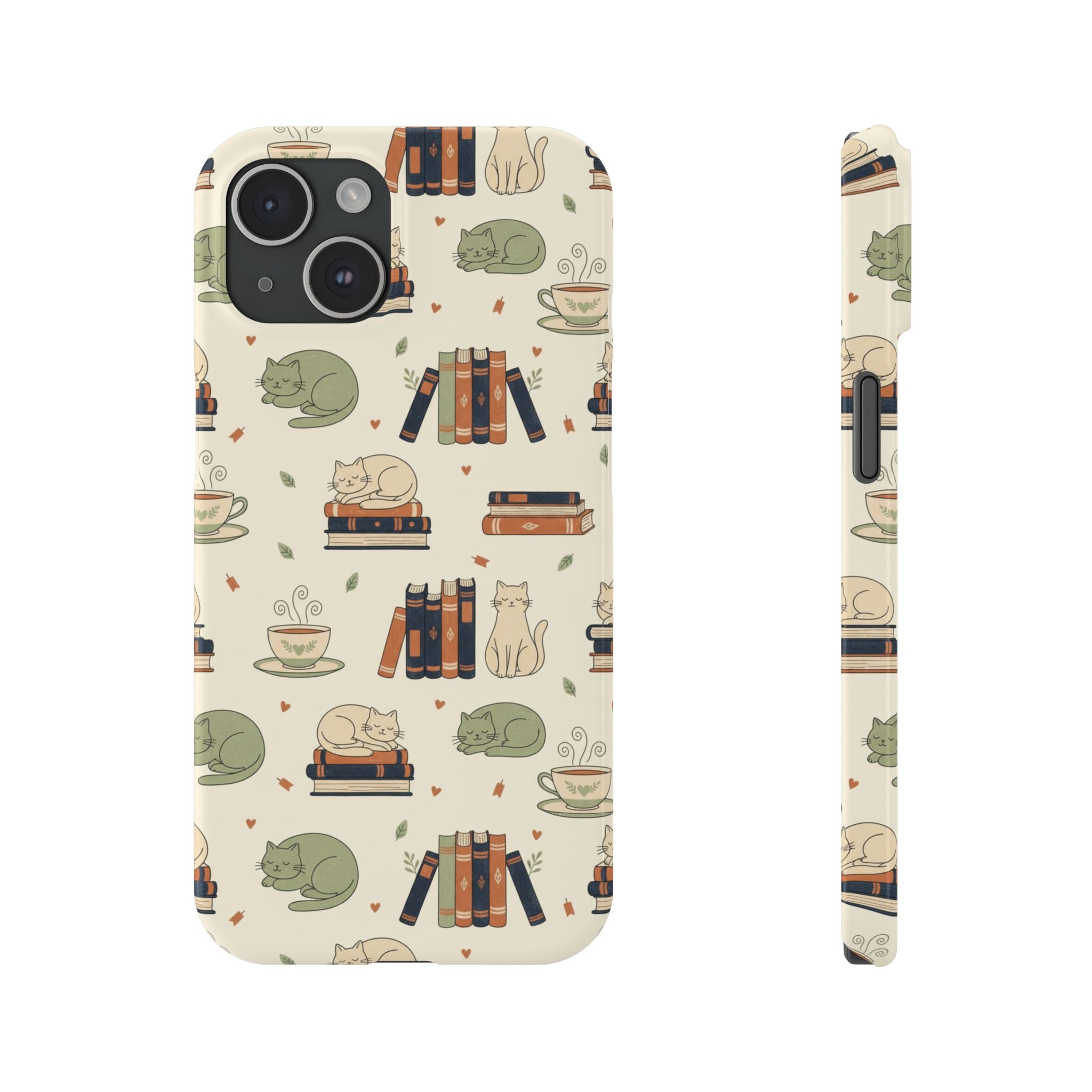 Cozy Cats Phone Case | Books, Tea, Sleeping Kittens
