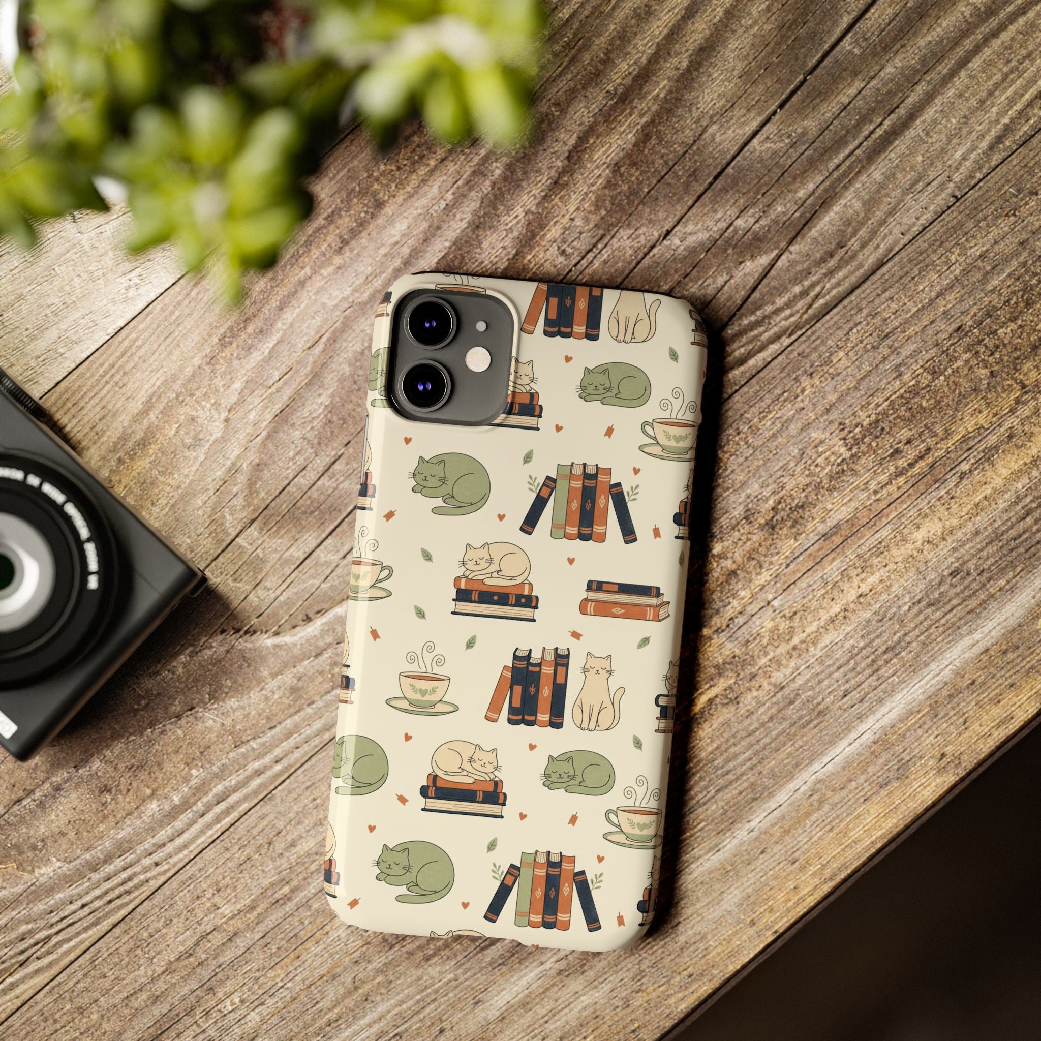 Cozy Cats Phone Case | Books, Tea, Sleeping Kittens