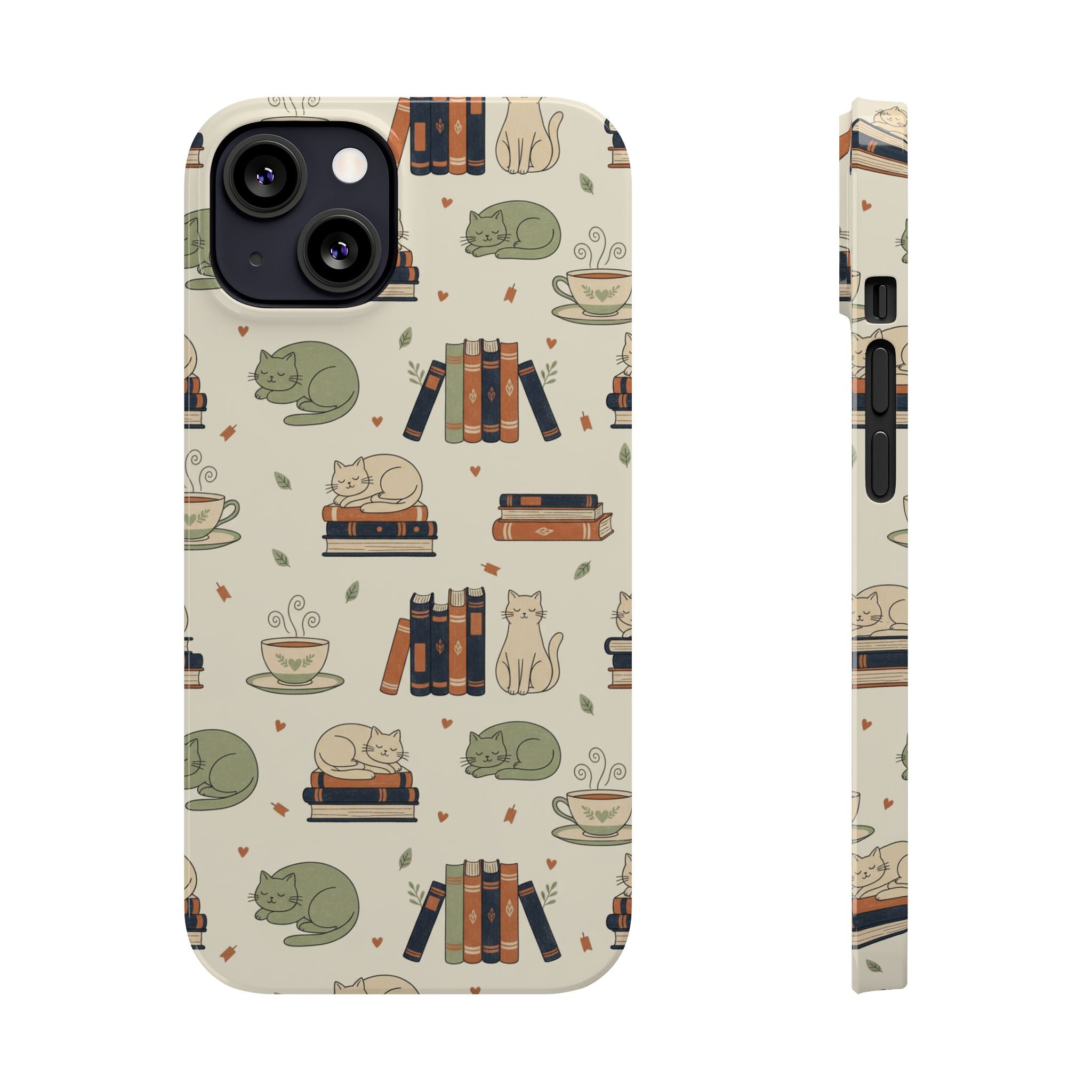 Cozy Cats Phone Case | Books, Tea, Sleeping Kittens