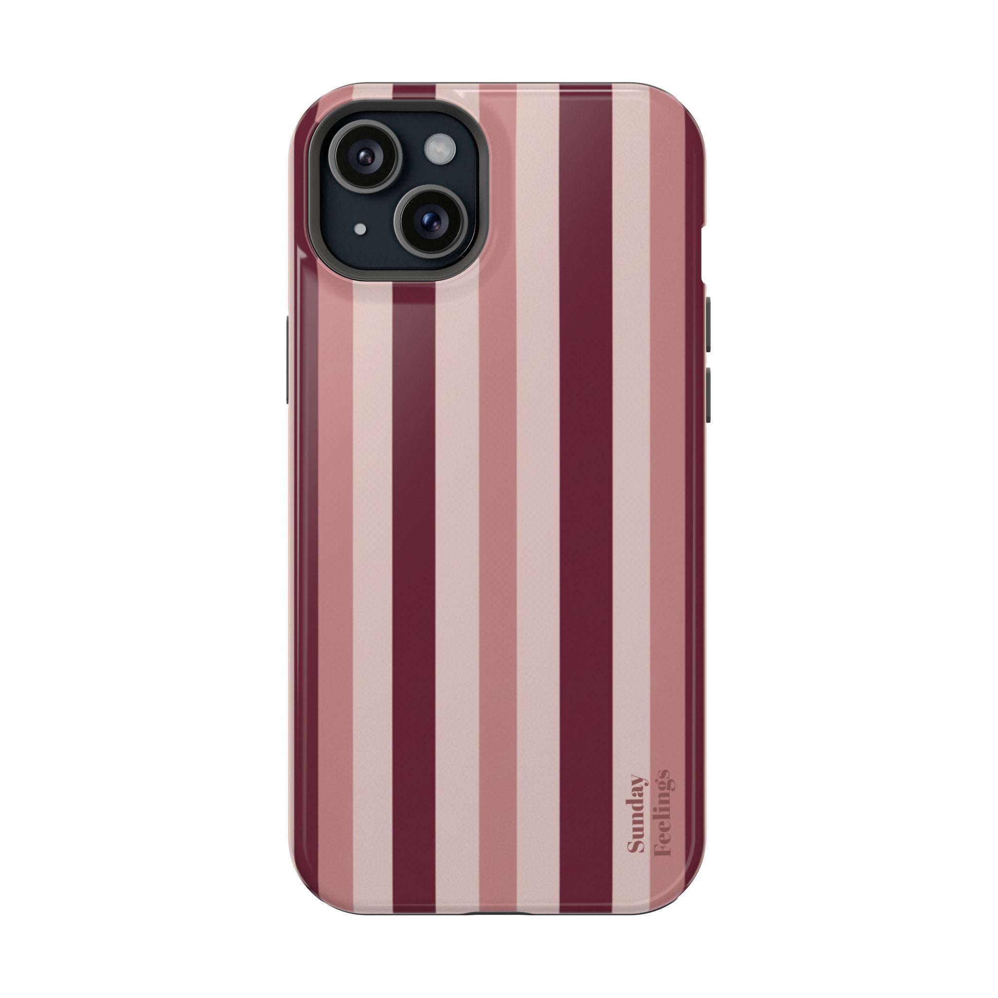 Burgundy Stripe Phone Case | Magnetic Impact-Resistant Case