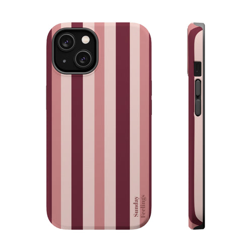 Burgundy Stripe Phone Case | Magnetic Impact-Resistant Case