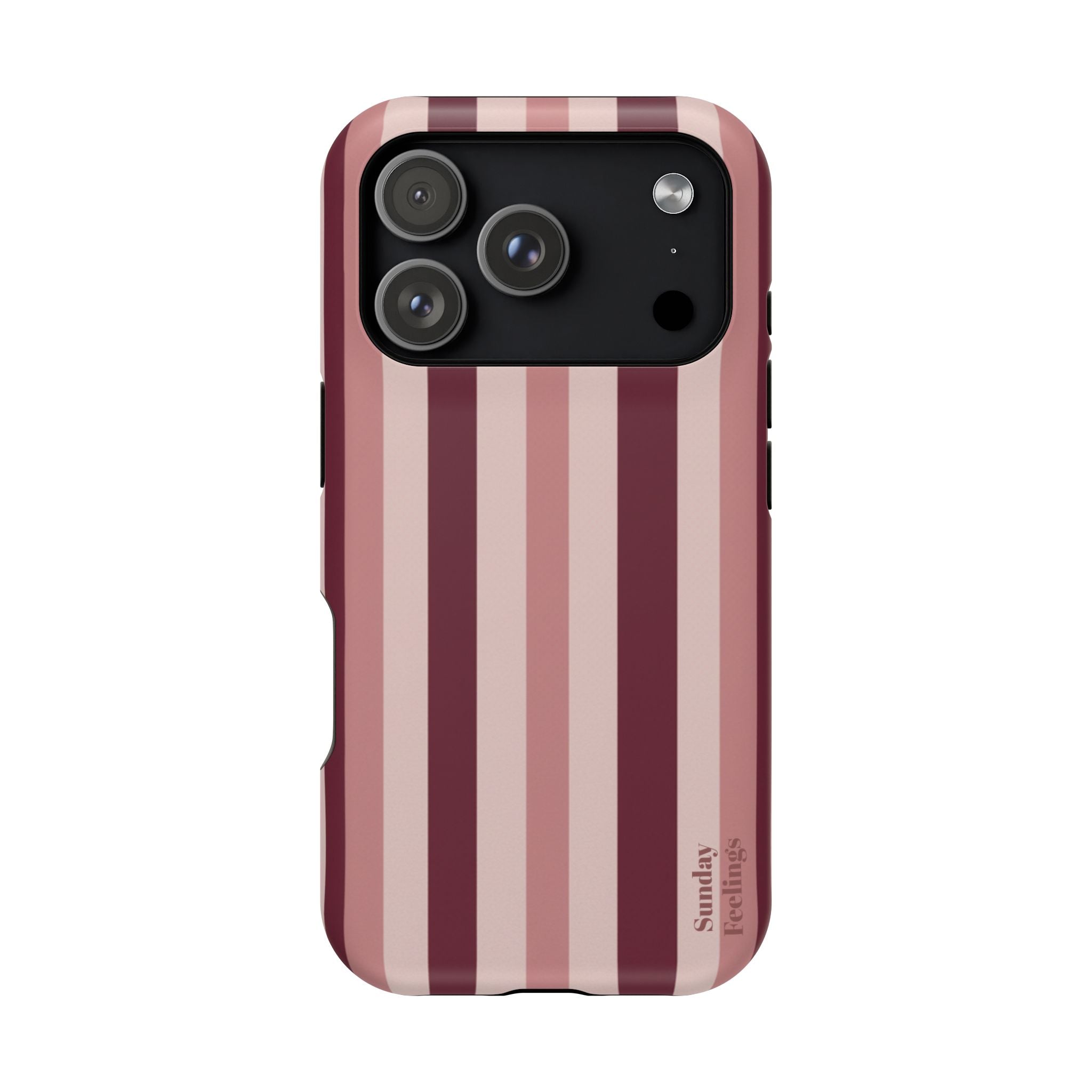 Burgundy Stripe Phone Case | Magnetic Impact-Resistant Case