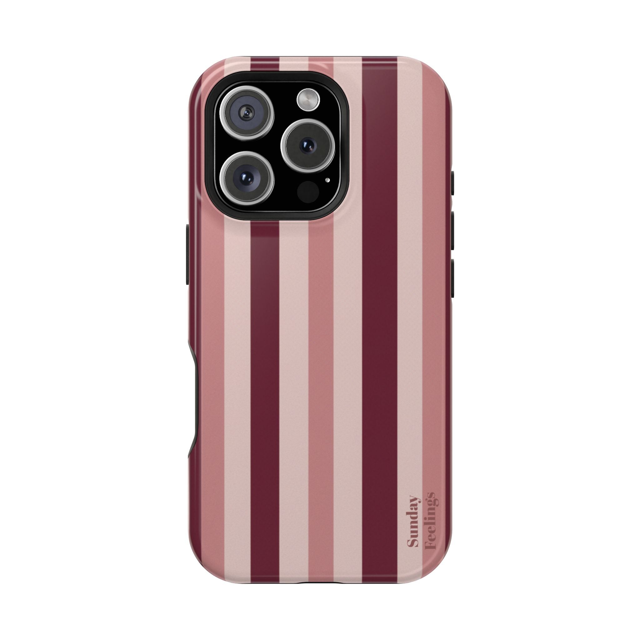 Burgundy Stripe Phone Case | Magnetic Impact-Resistant Case