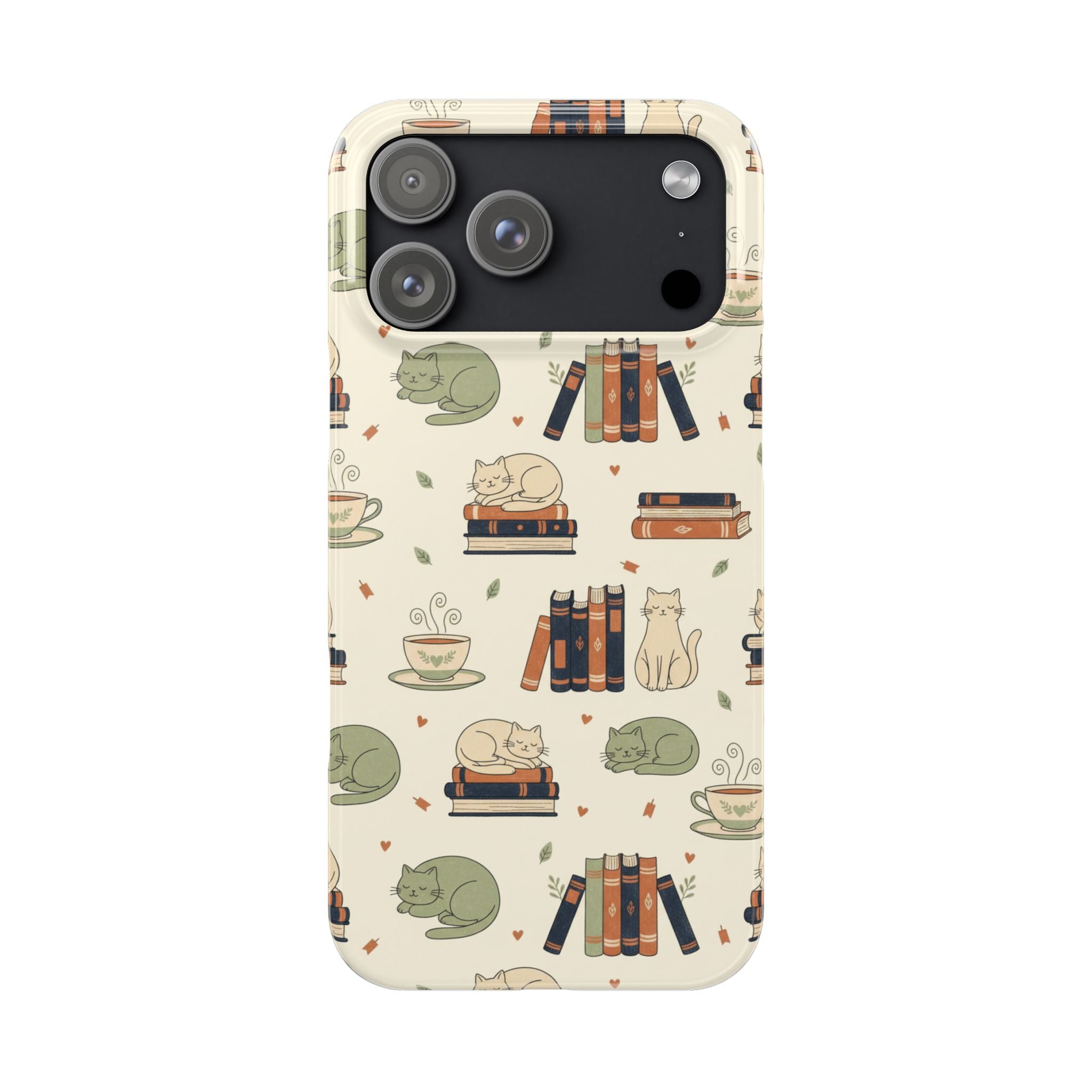 Cozy Cats Phone Case | Books, Tea, Sleeping Kittens