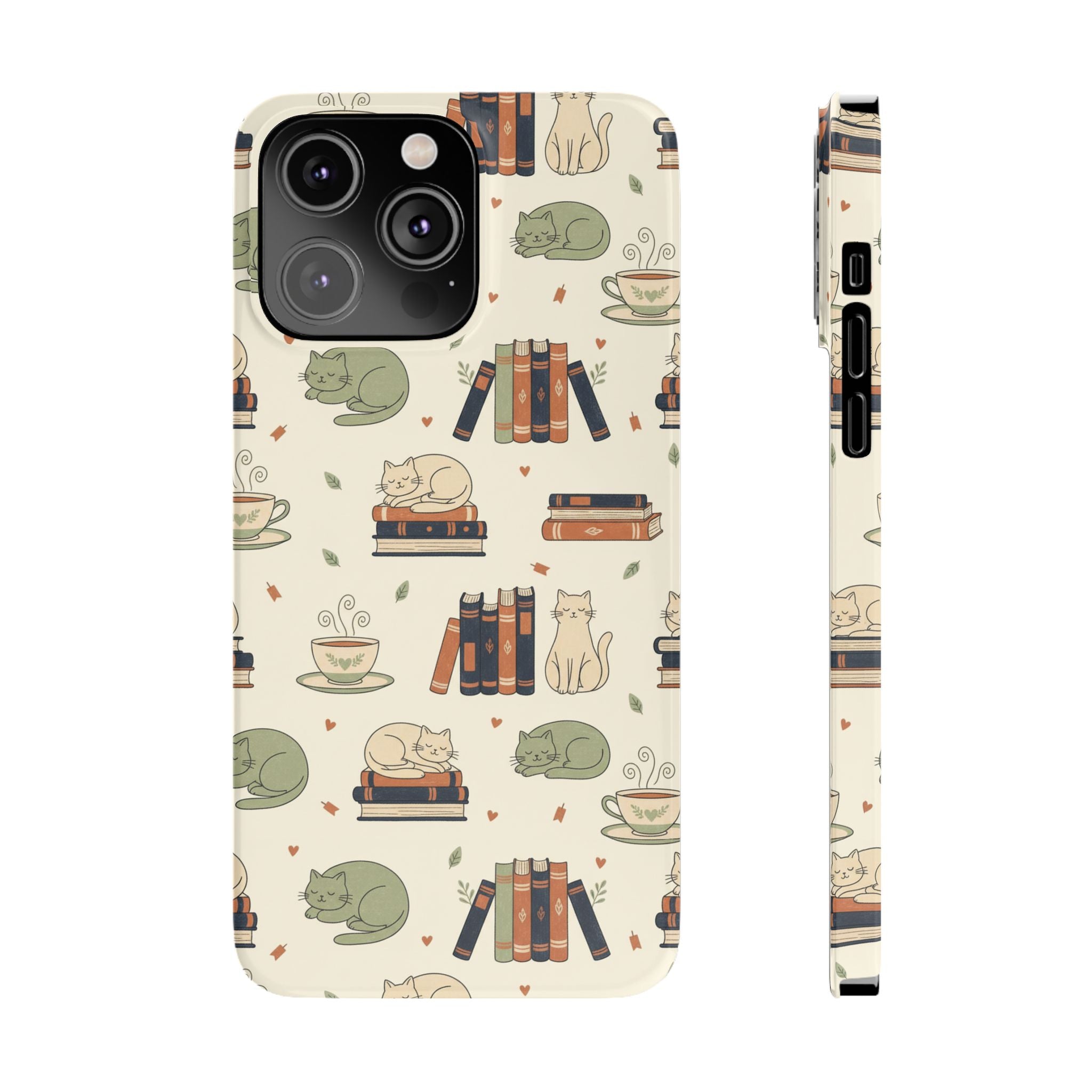 Cozy Cats Phone Case | Books, Tea, Sleeping Kittens