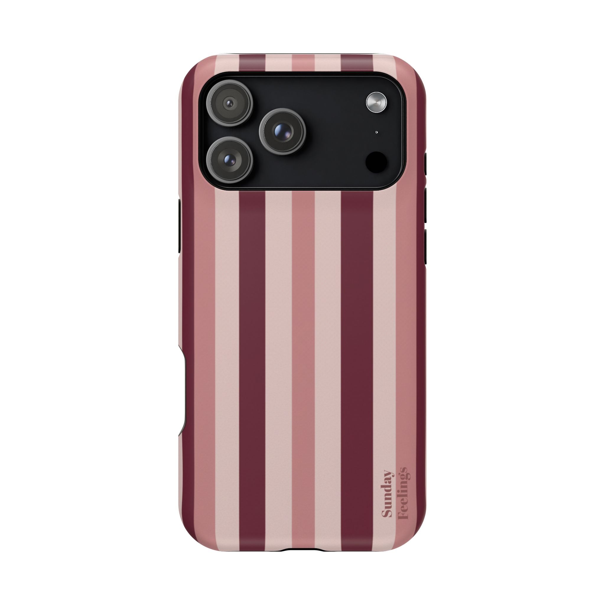 Burgundy Stripe Phone Case | Magnetic Impact-Resistant Case