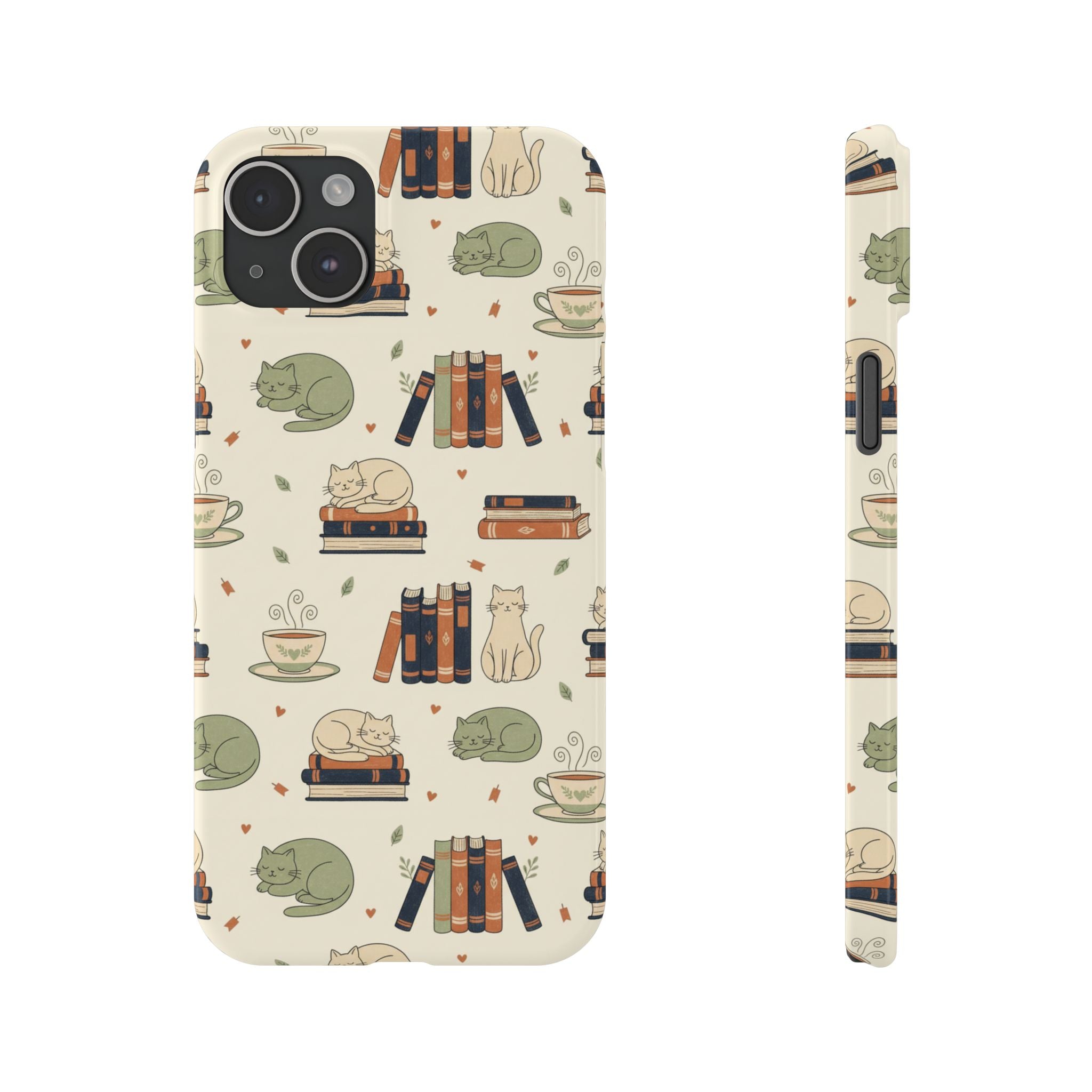 Cozy Cats Phone Case | Books, Tea, Sleeping Kittens