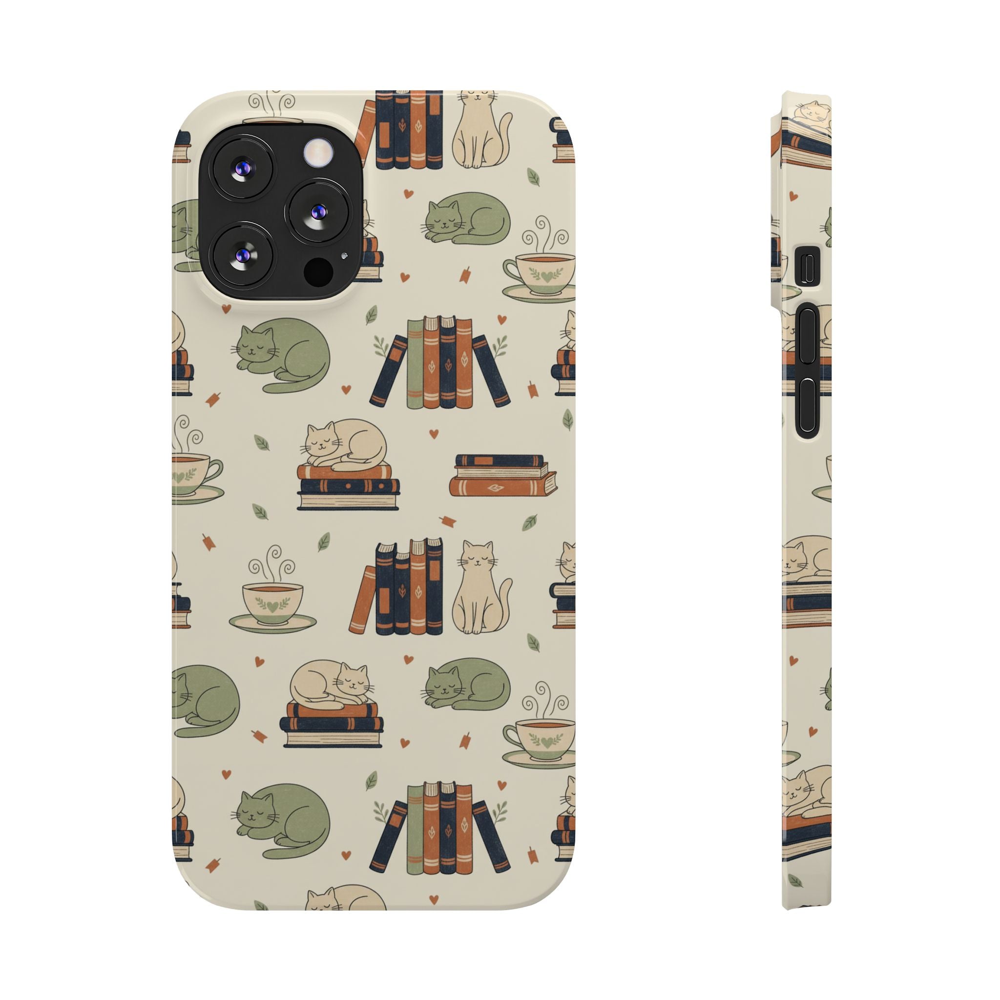 Cozy Cats Phone Case | Books, Tea, Sleeping Kittens