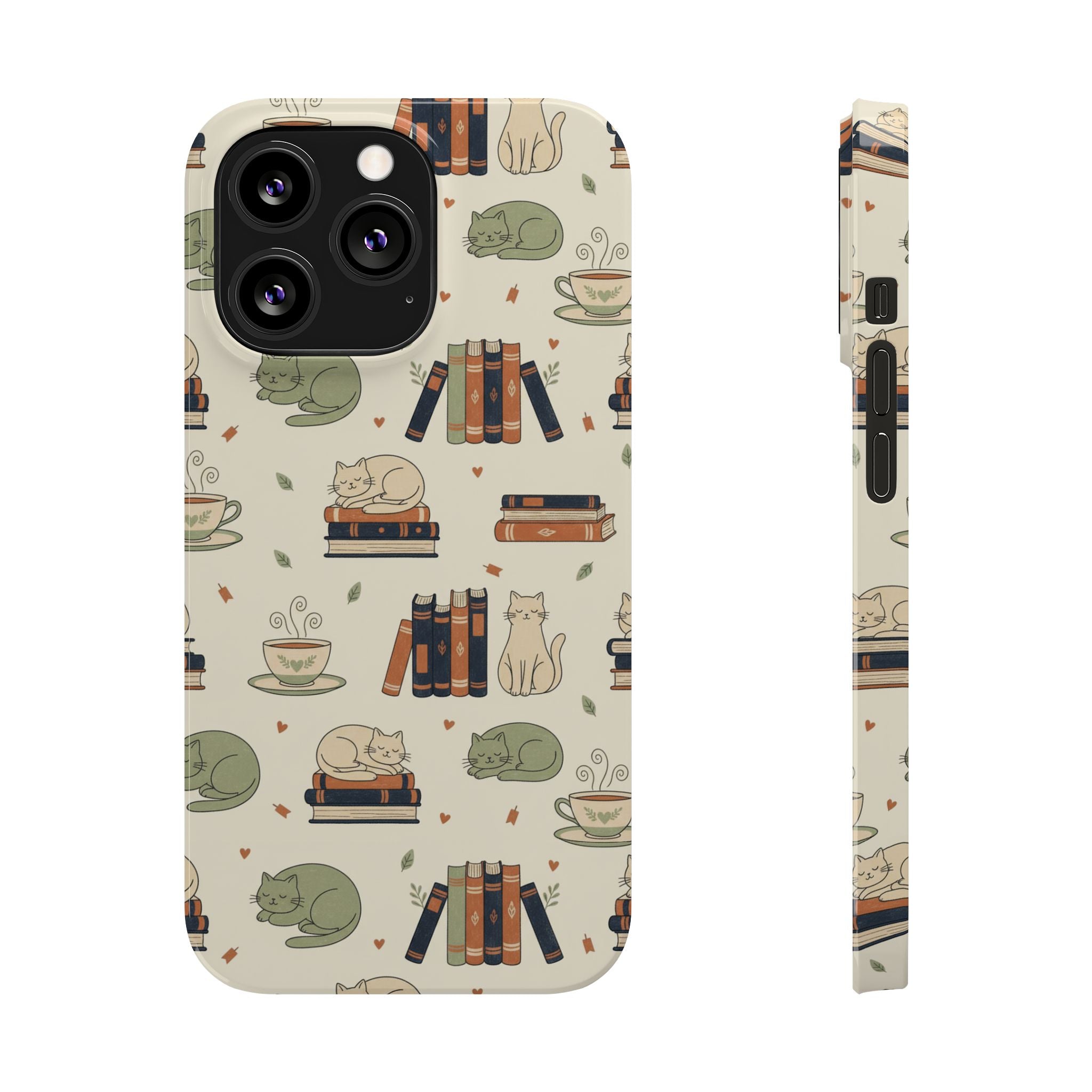 Cozy Cats Phone Case | Books, Tea, Sleeping Kittens