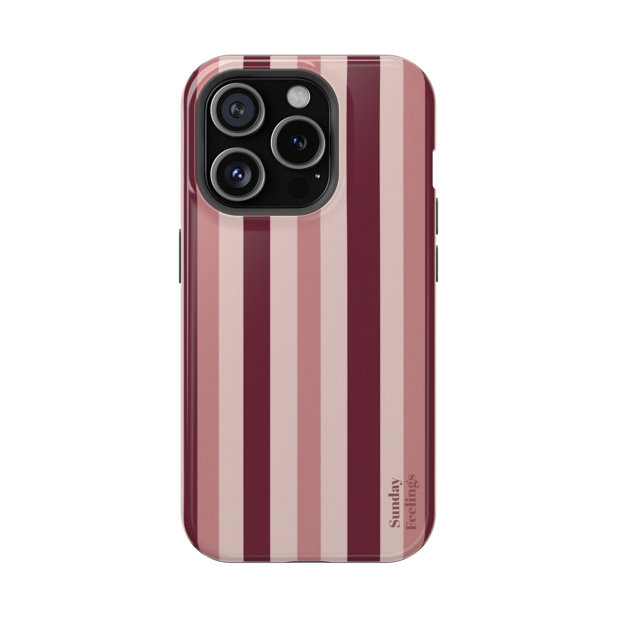 Burgundy Stripe Phone Case | Magnetic Impact-Resistant Case