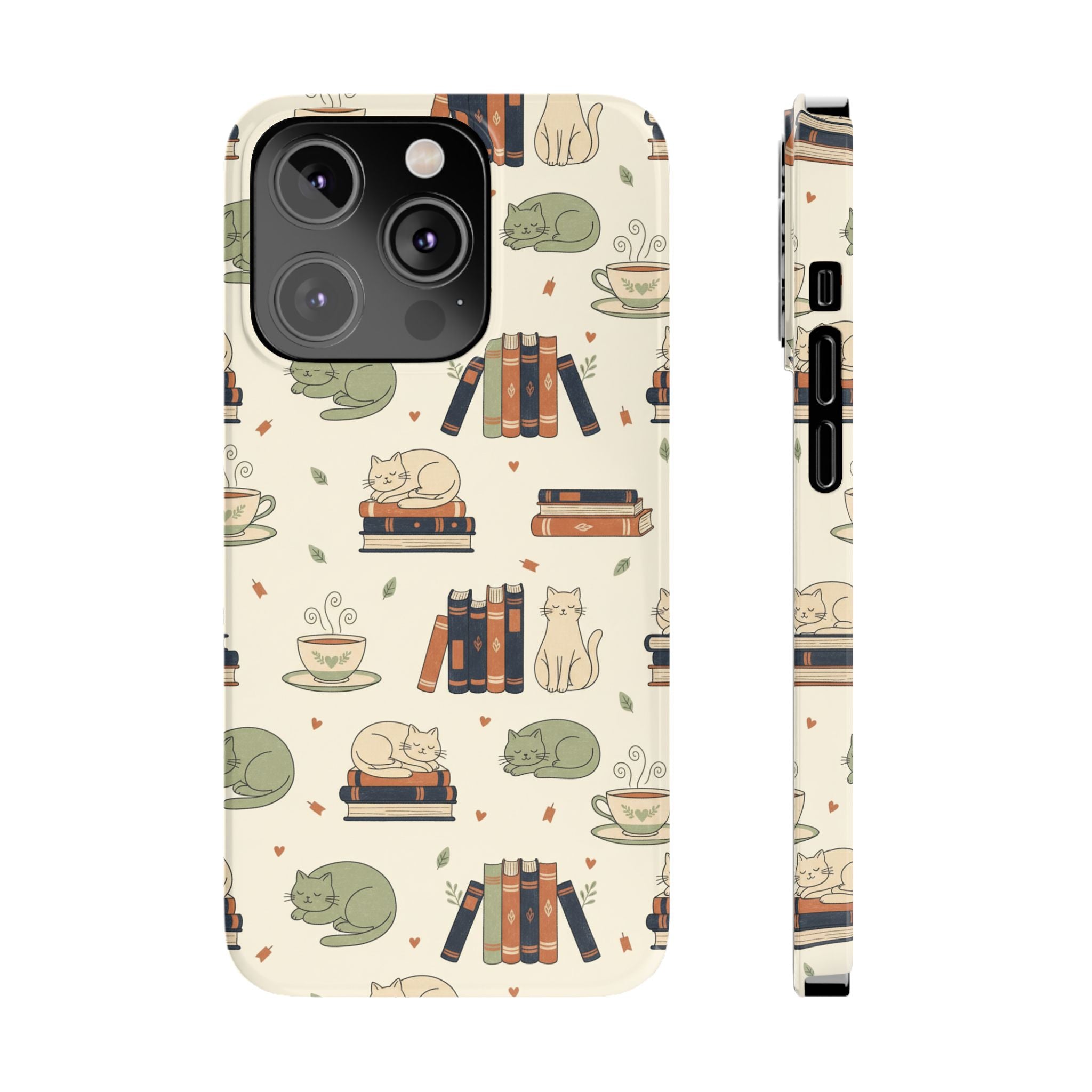 Cozy Cats Phone Case | Books, Tea, Sleeping Kittens